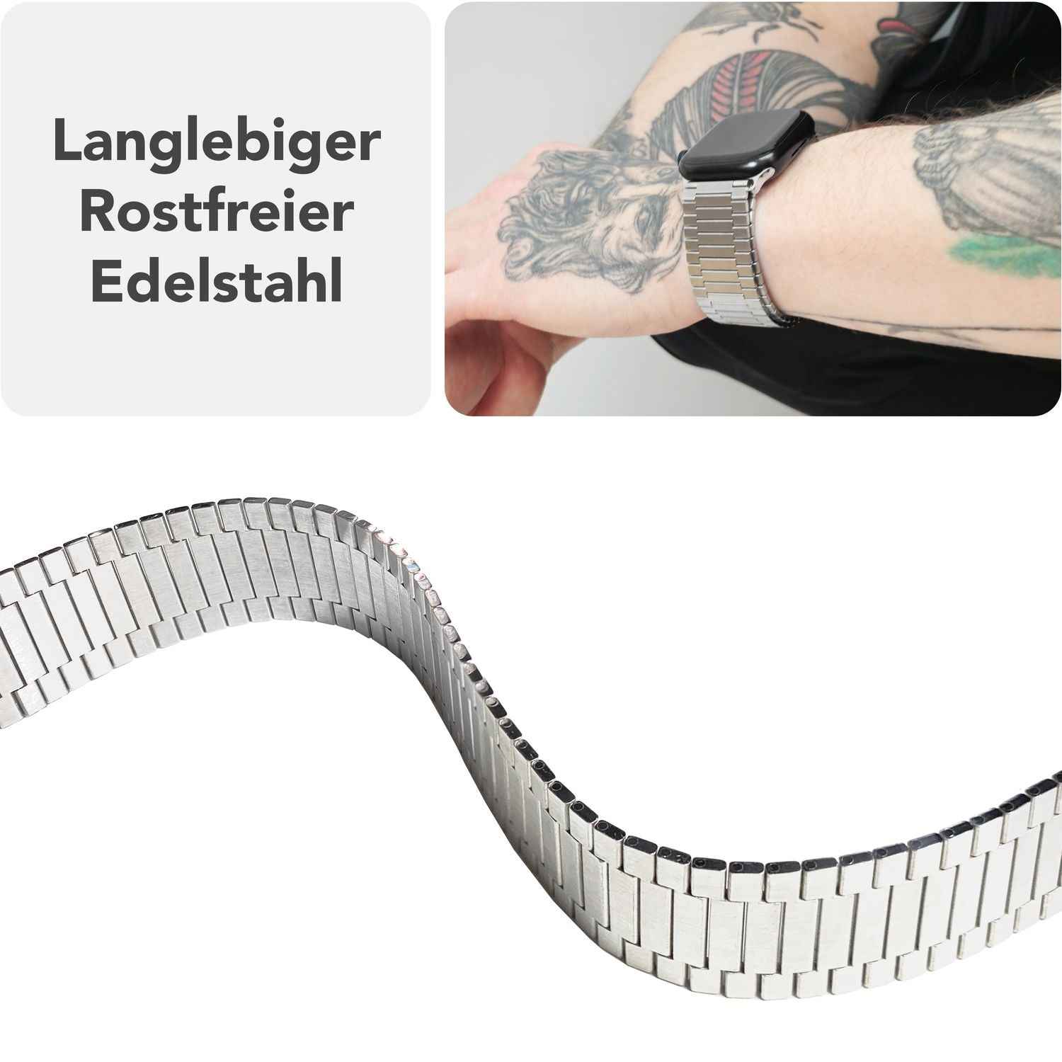 NALIA Chronos Edelstahl Armband für Apple Watch SE/10/9/8/7/6/5/4/3/2/1, Gehäusegröße 38/40/41/42mm, Magnetisches Metall Loop Ersatzarmband