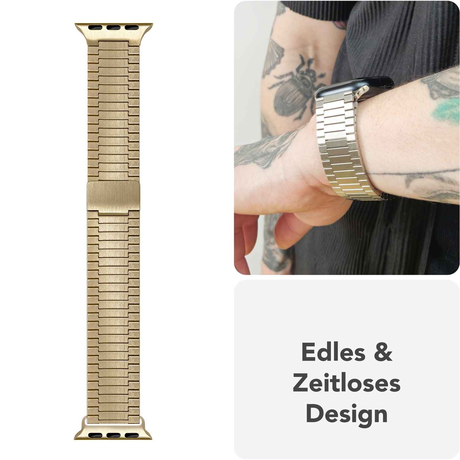 NALIA Chronos Edelstahl Armband für Apple Watch SE/10/9/8/7/6/5/4/3/2/1, Gehäusegröße 38/40/41/42mm, Magnetisches Metall Loop Ersatzarmband