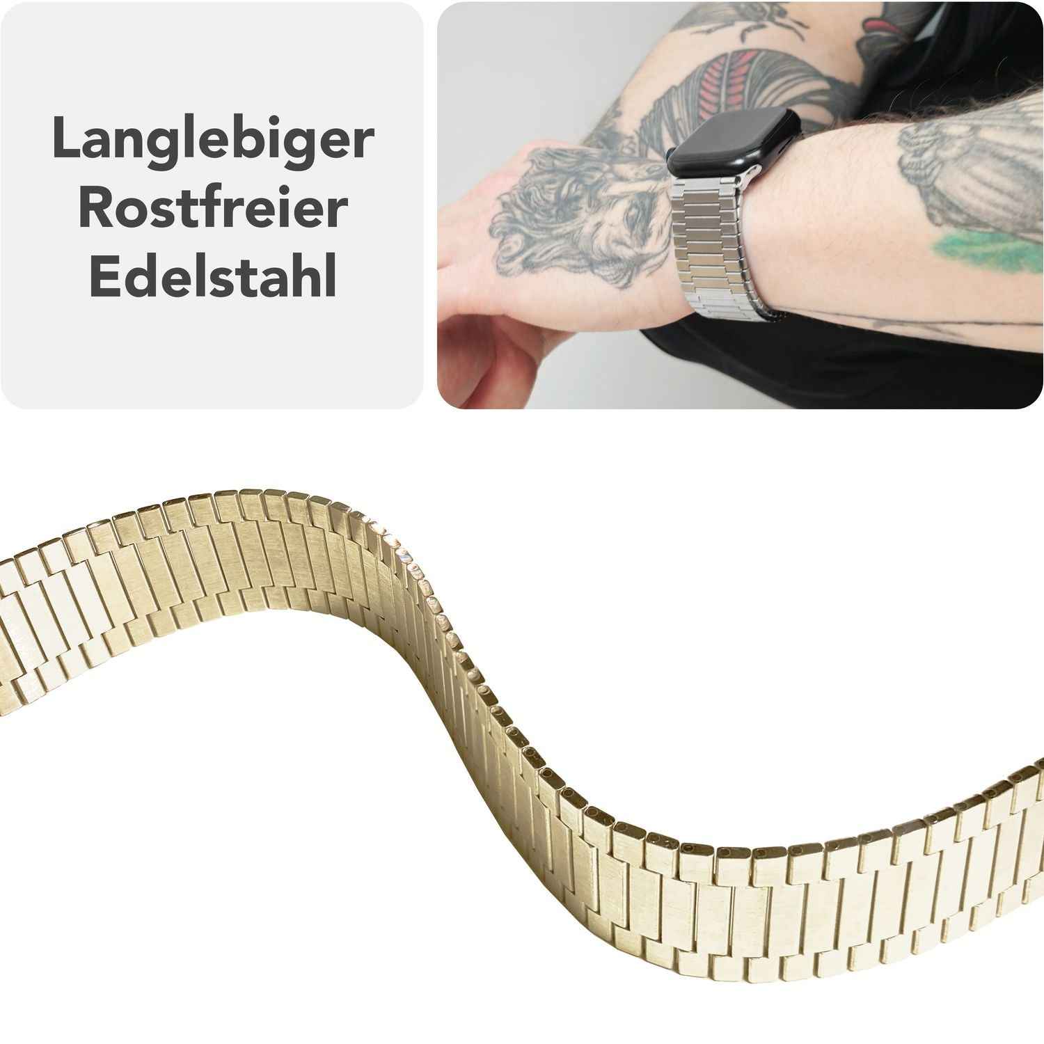 NALIA Chronos Edelstahl Armband für Apple Watch SE/10/9/8/7/6/5/4/3/2/1, Gehäusegröße 38/40/41/42mm, Magnetisches Metall Loop Ersatzarmband