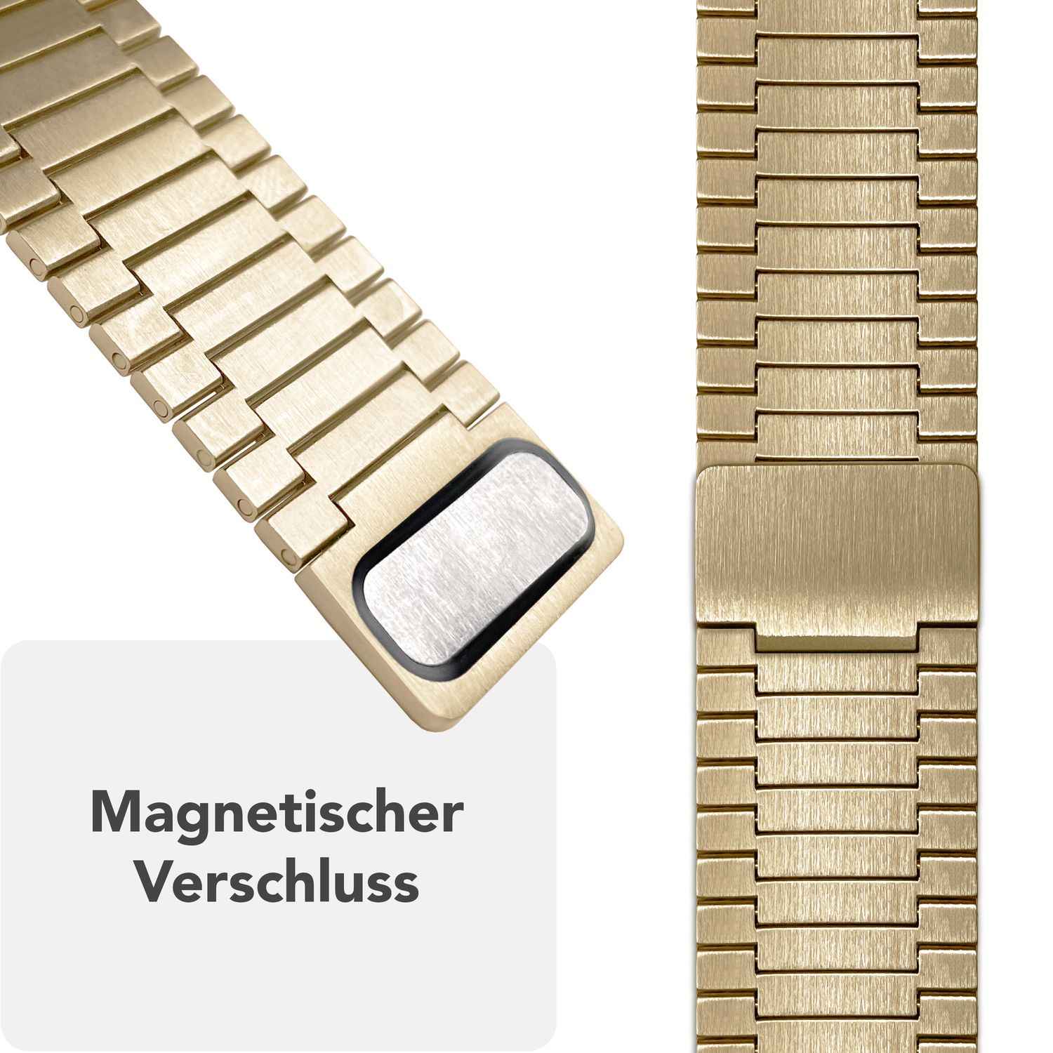 NALIA Chronos Edelstahl Armband für Apple Watch SE/10/9/8/7/6/5/4/3/2/1, Gehäusegröße 38/40/41/42mm, Magnetisches Metall Loop Ersatzarmband