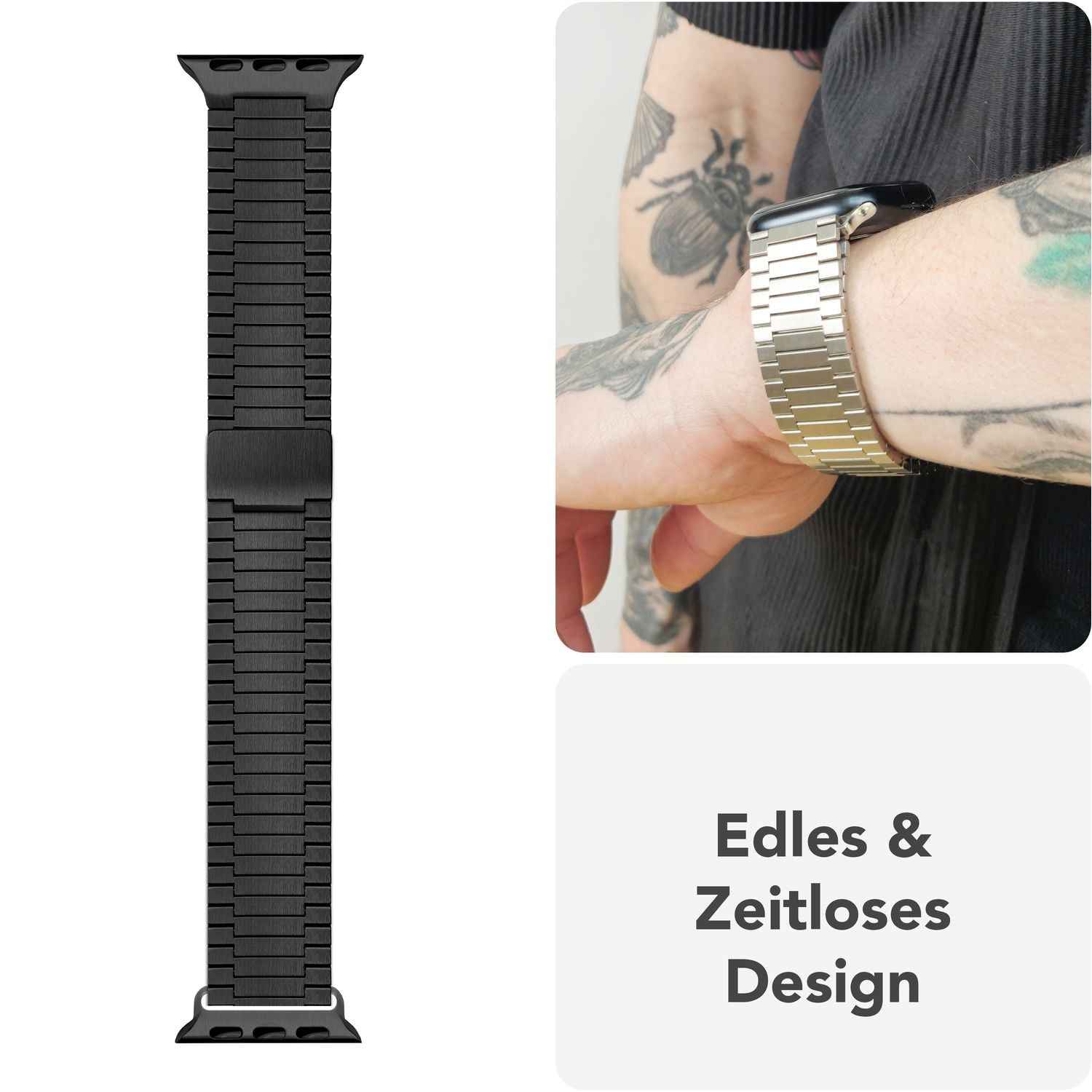 NALIA Chronos Edelstahl Armband für Apple Watch SE/10/9/8/7/6/5/4/3/2/1, Gehäusegröße 38/40/41/42mm, Magnetisches Metall Loop Ersatzarmband