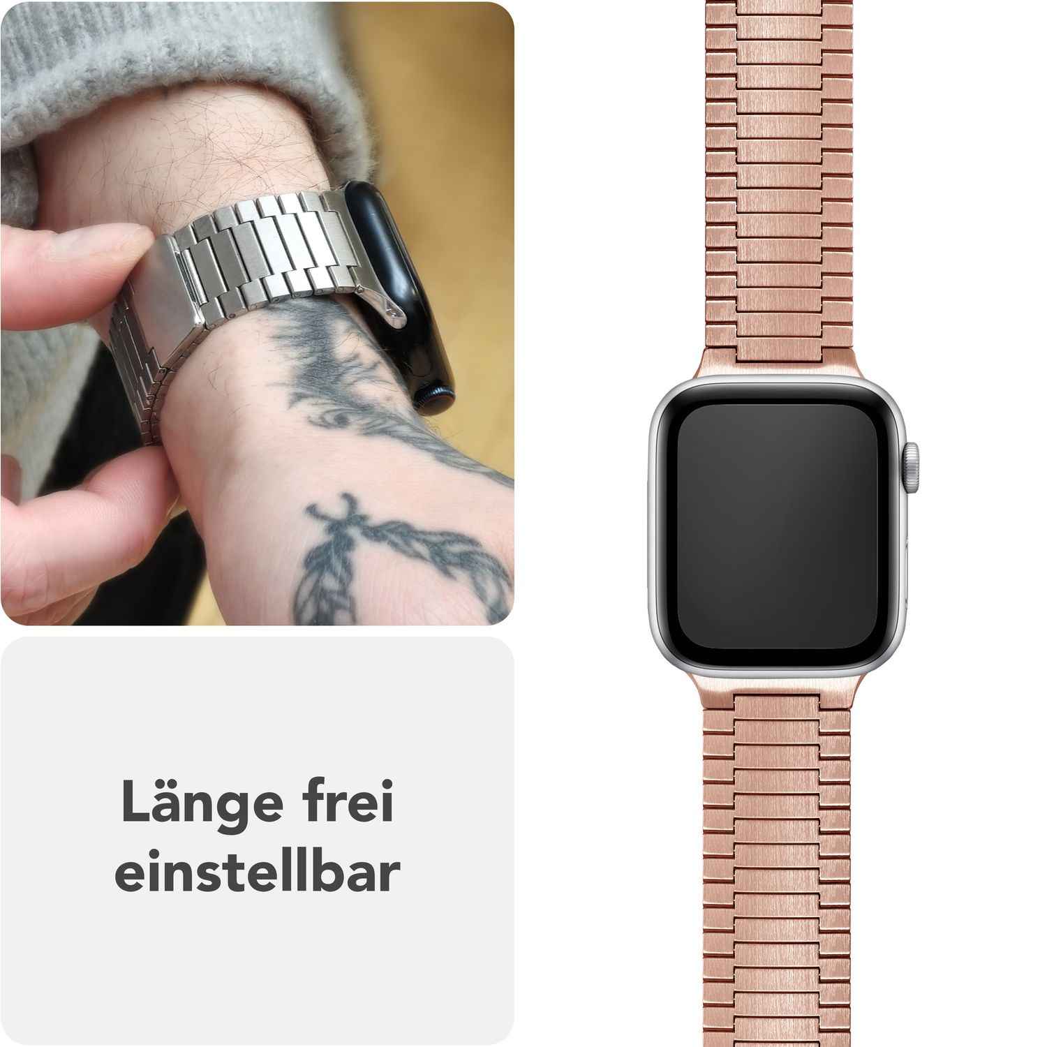NALIA Chronos Edelstahl Armband für Apple Watch SE/10/9/8/7/6/5/4/3/2/1, Gehäusegröße 38/40/41/42mm, Magnetisches Metall Loop Ersatzarmband