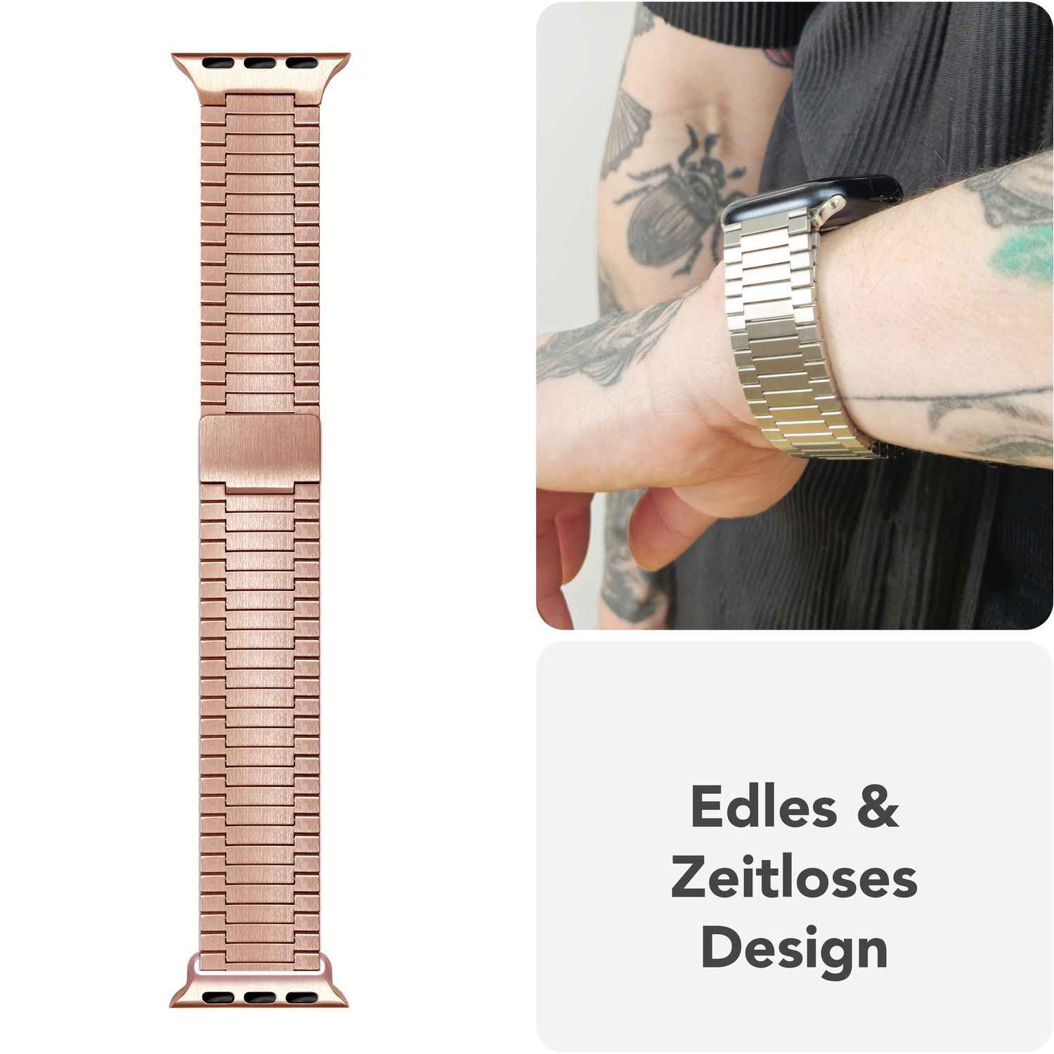 NALIA Chronos Edelstahl Armband für Apple Watch SE/10/9/8/7/6/5/4/3/2/1, Gehäusegröße 38/40/41/42mm, Magnetisches Metall Loop Ersatzarmband