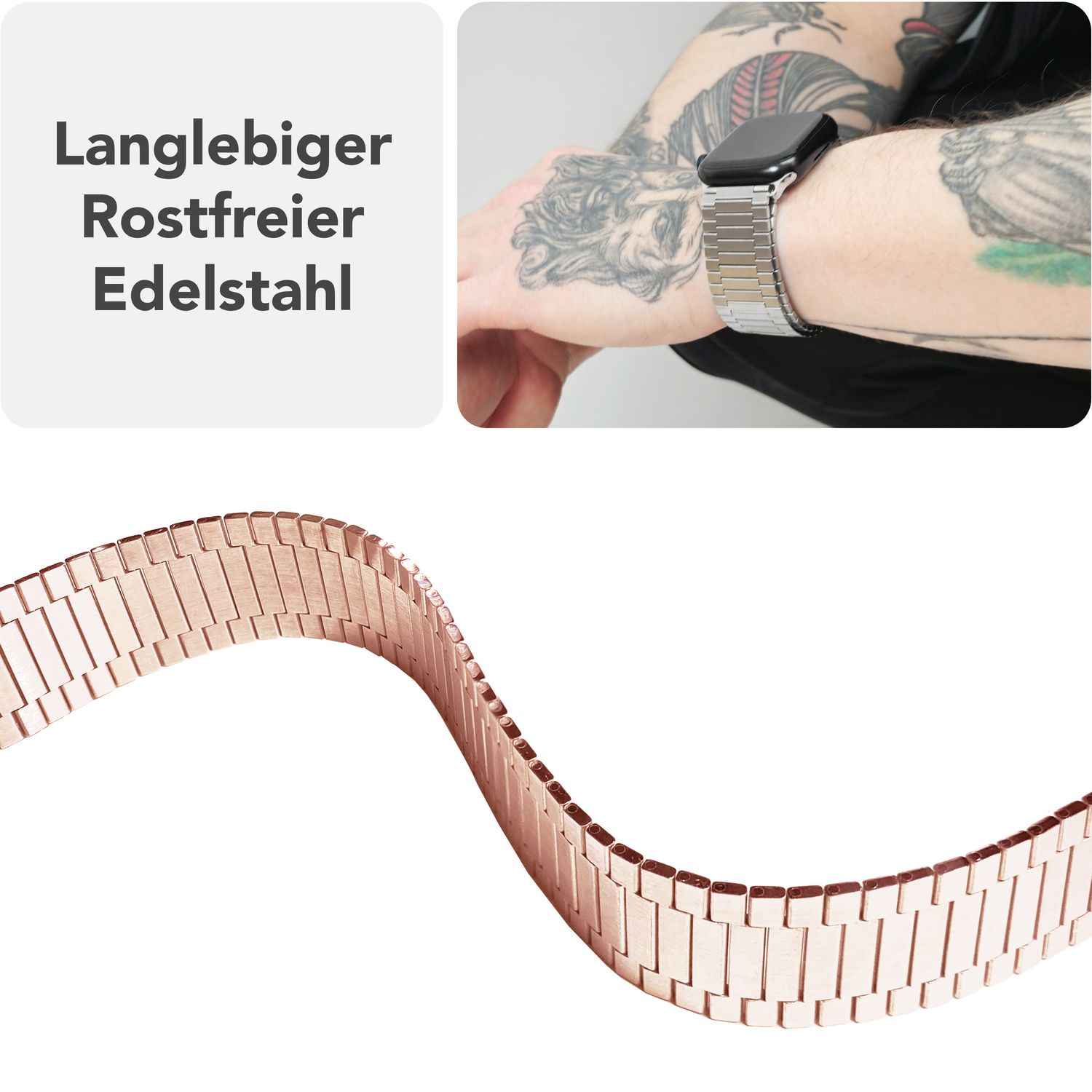 NALIA Chronos Edelstahl Armband für Apple Watch SE/10/9/8/7/6/5/4/3/2/1, Gehäusegröße 38/40/41/42mm, Magnetisches Metall Loop Ersatzarmband