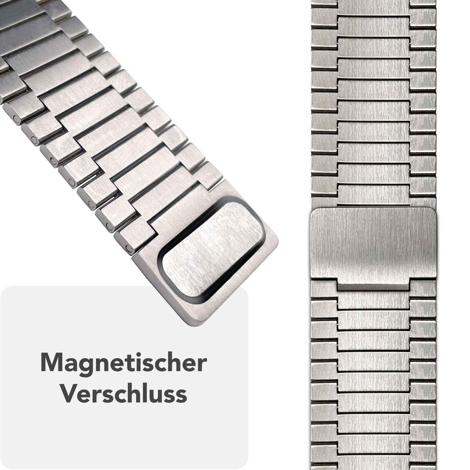 NALIA Chronos Edelstahl Armband für Apple Watch Ultra/SE/10/9/8/7/6/5/4/3/2/1, Gehäusegröße 42/44/45/46/49mm, Magnetisches Metall Loop Ersatzarmband