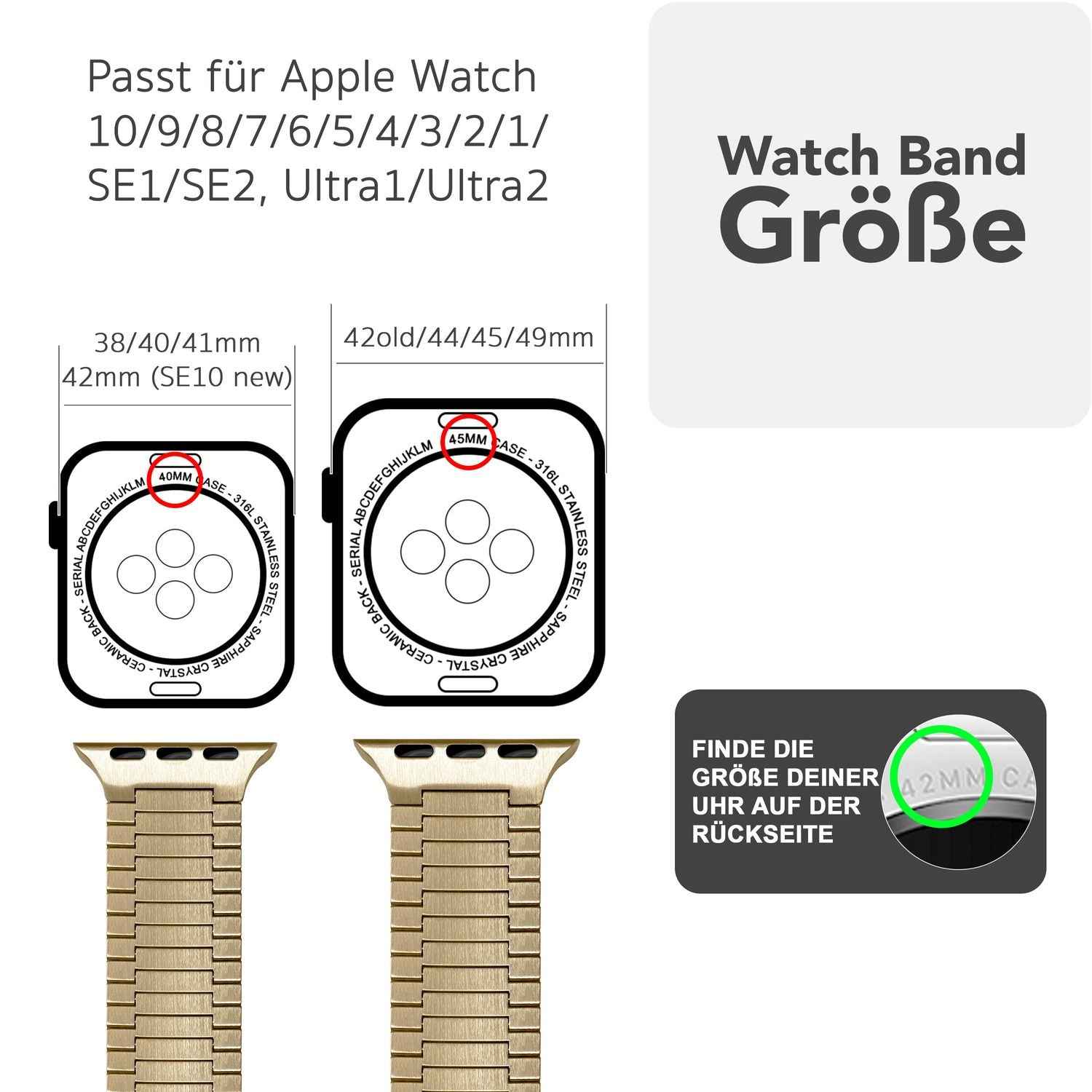 NALIA Chronos Edelstahl Armband für Apple Watch Ultra/SE/10/9/8/7/6/5/4/3/2/1, Gehäusegröße 42/44/45/46/49mm, Magnetisches Metall Loop Ersatzarmband