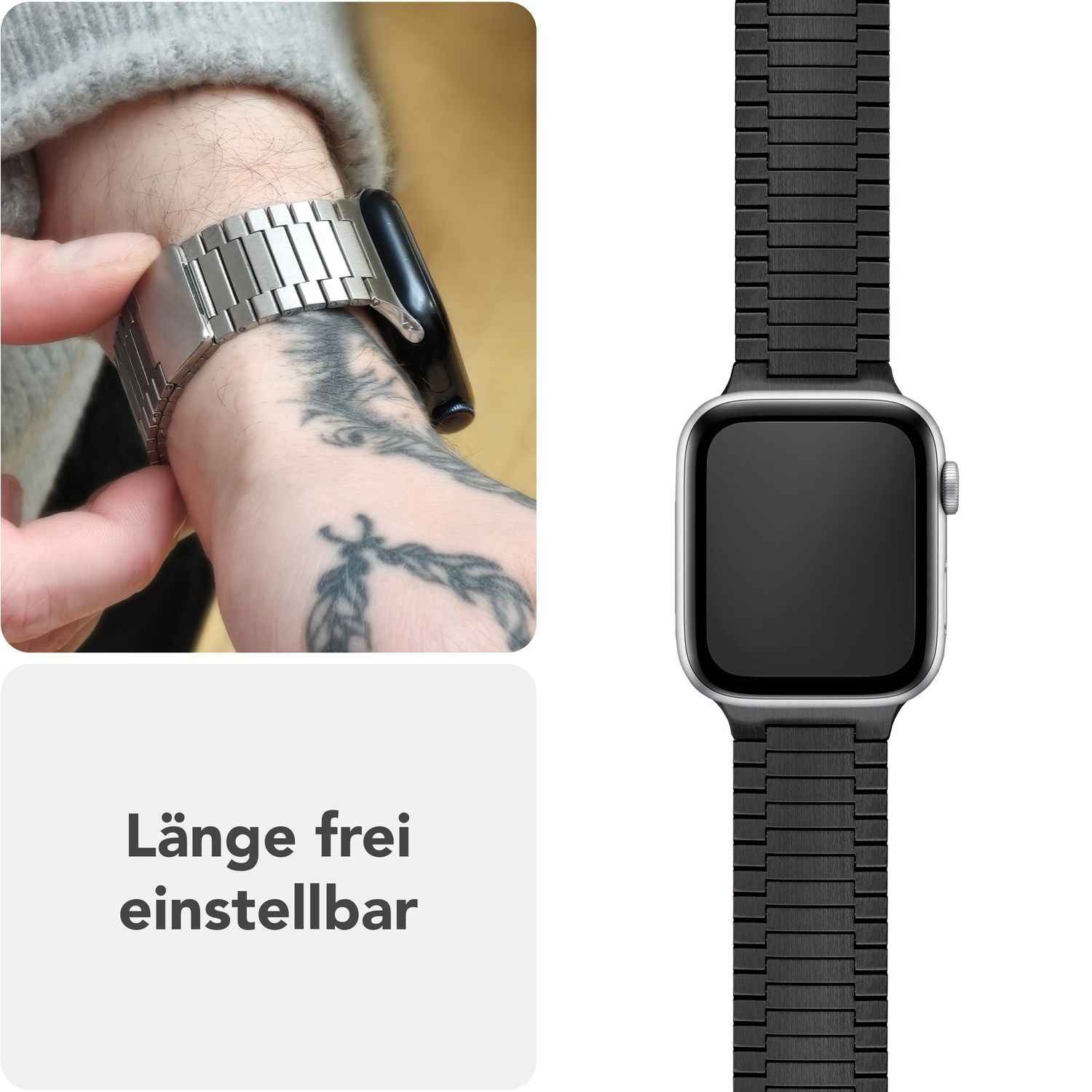 NALIA Chronos Edelstahl Armband für Apple Watch Ultra/SE/10/9/8/7/6/5/4/3/2/1, Gehäusegröße 42/44/45/46/49mm, Magnetisches Metall Loop Ersatzarmband