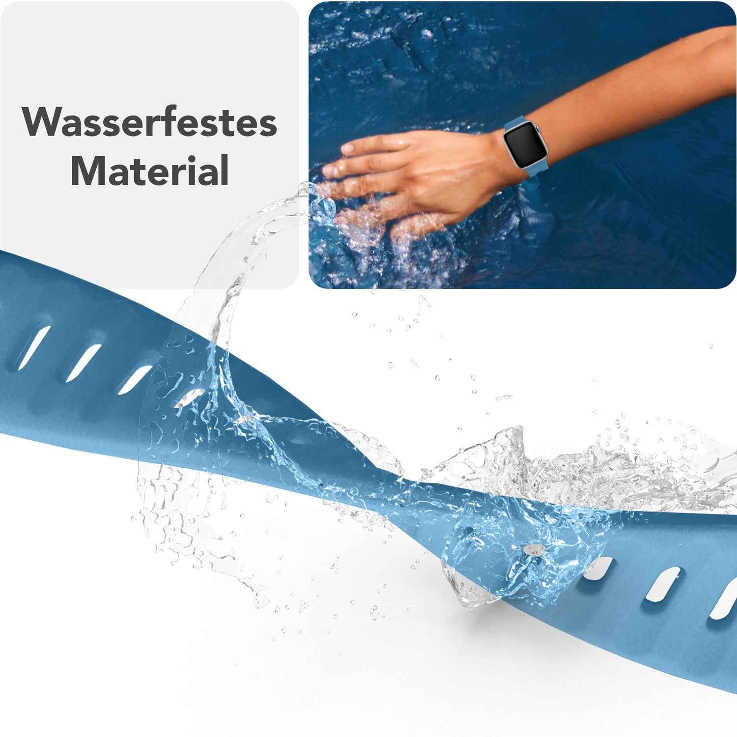 NALIA Motion Armband für Apple Watch SE/10/9/8/7/6/5/4/3/2/1, Gehäusegröße 38/40/41/42mm, Soft Silikon Ersatz Sportarmband mit Steck-Pin Verschluss