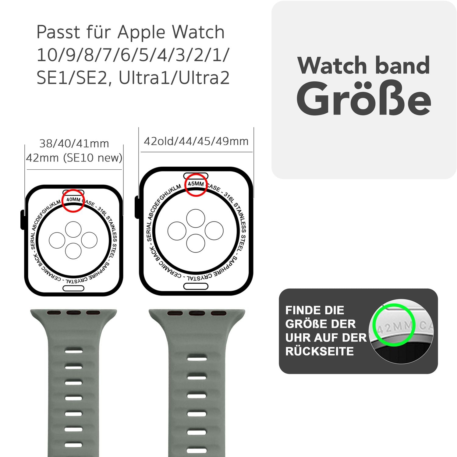 Smartwatch-Armband Silikon blau strukturiert für Apple Watch 38-42 mm