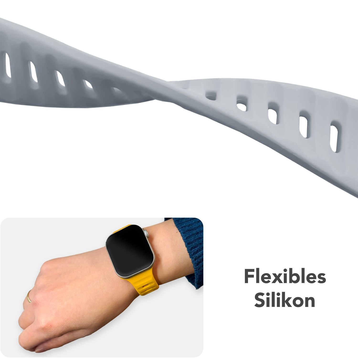 Smartwatch-Armband Silikon blau strukturiert für Apple Watch 38-42 mm