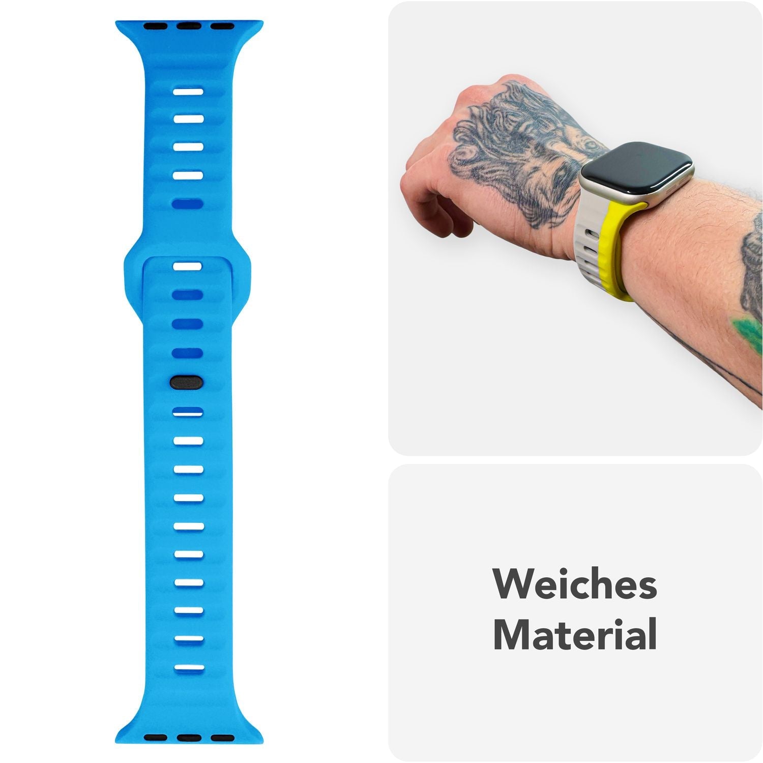 Smartwatch-Armband Silikon blau strukturiert für Apple Watch 38-42 mm