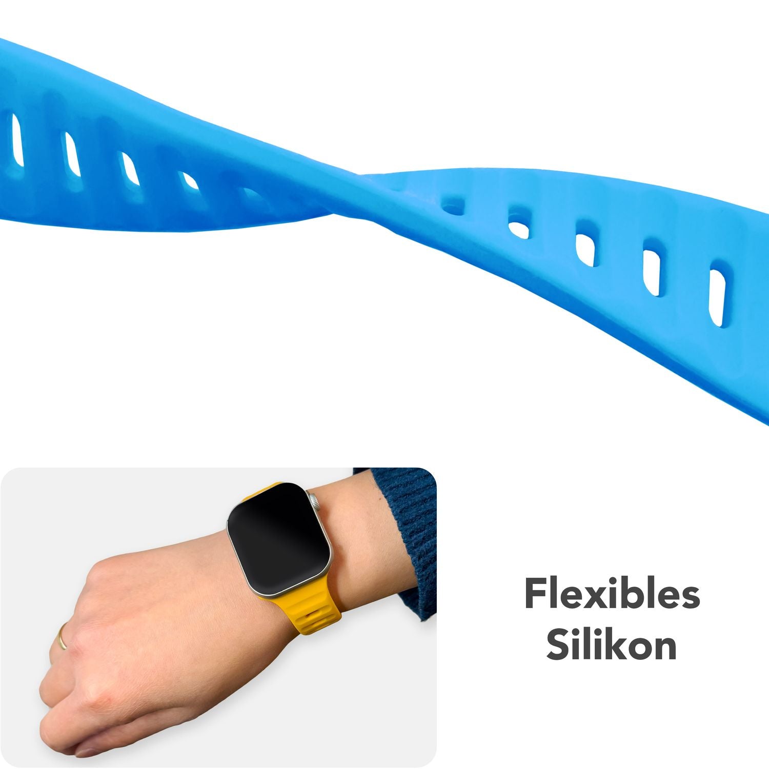 Smartwatch-Armband Silikon blau strukturiert für Apple Watch 38-42 mm
