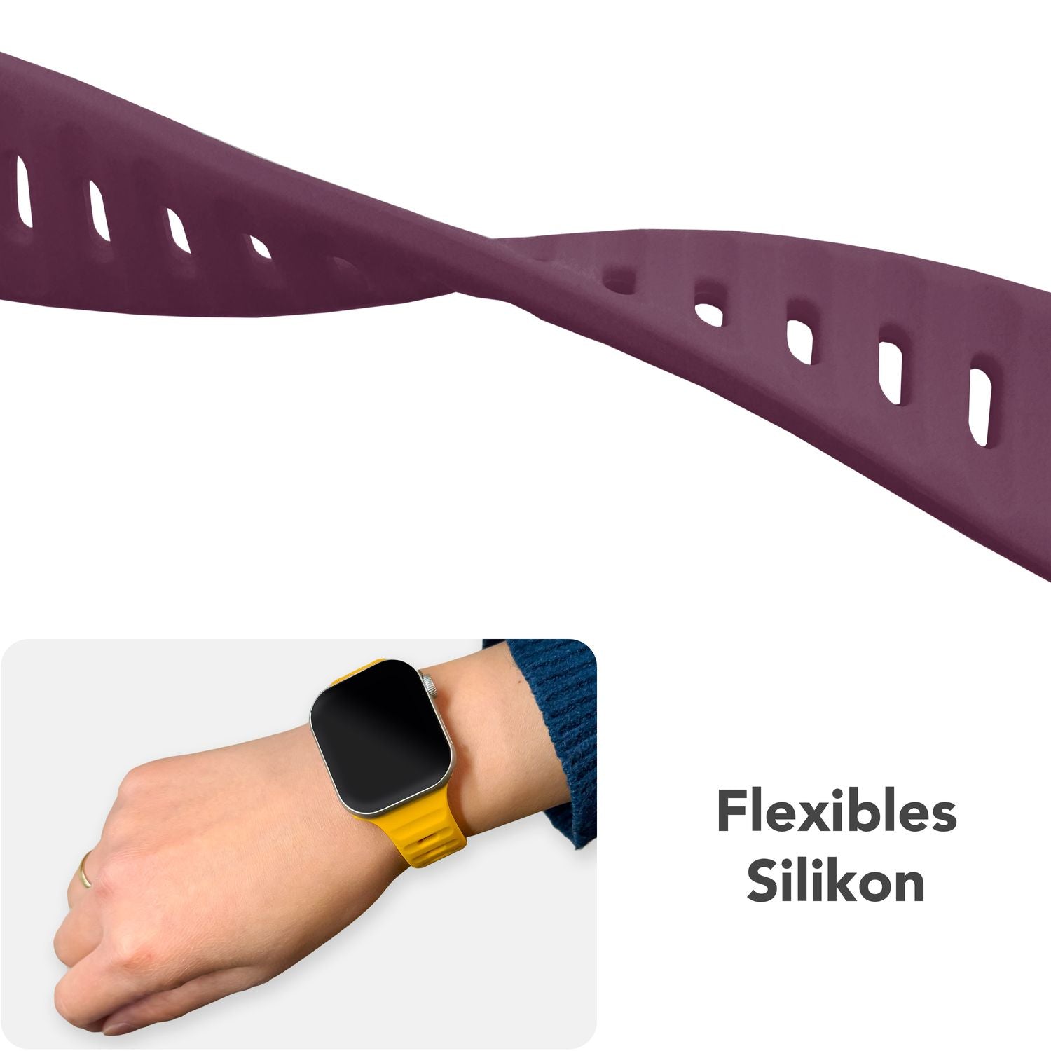 Smartwatch-Armband Silikon blau strukturiert für Apple Watch 38-42 mm