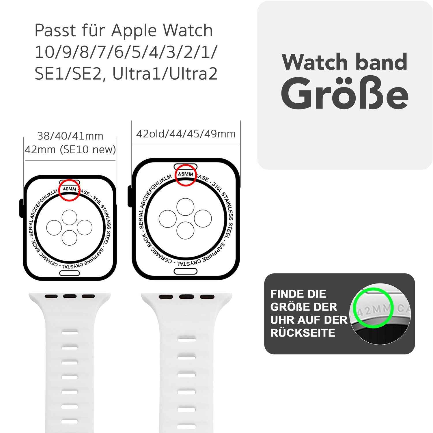 NALIA Motion Armband für Apple Watch SE/10/9/8/7/6/5/4/3/2/1, Gehäusegröße 38/40/41/42mm, Soft Silikon Ersatz Sportarmband mit Steck-Pin Verschluss