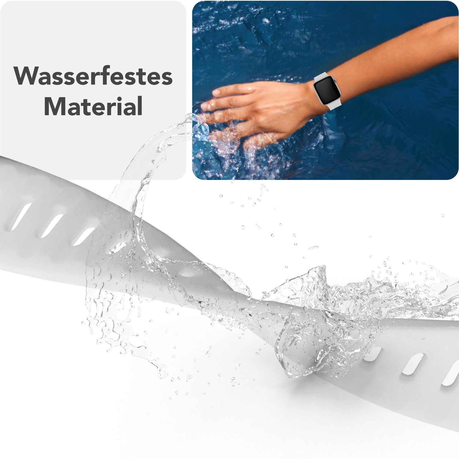 NALIA Motion Armband für Apple Watch SE/10/9/8/7/6/5/4/3/2/1, Gehäusegröße 38/40/41/42mm, Soft Silikon Ersatz Sportarmband mit Steck-Pin Verschluss