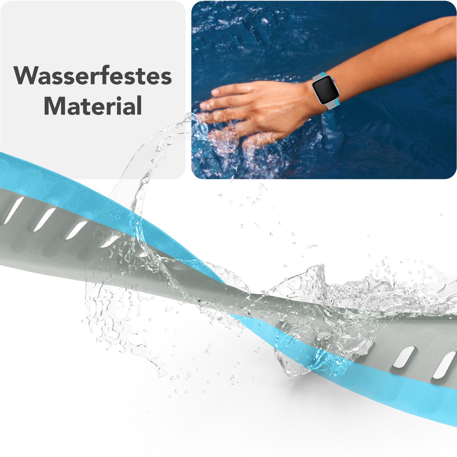 Smartwatch-Armband Silikon blau strukturiert für Apple Watch 38-42 mm