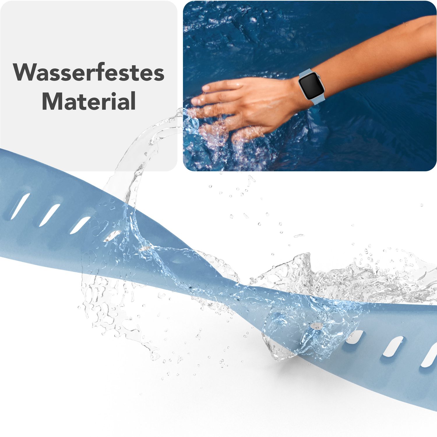 Smartwatch-Armband Silikon blau strukturiert für Apple Watch 38-42 mm