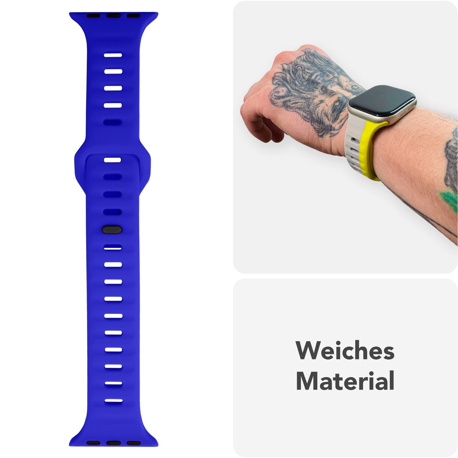Smartwatch-Armband Silikon blau strukturiert für Apple Watch 38-42 mm