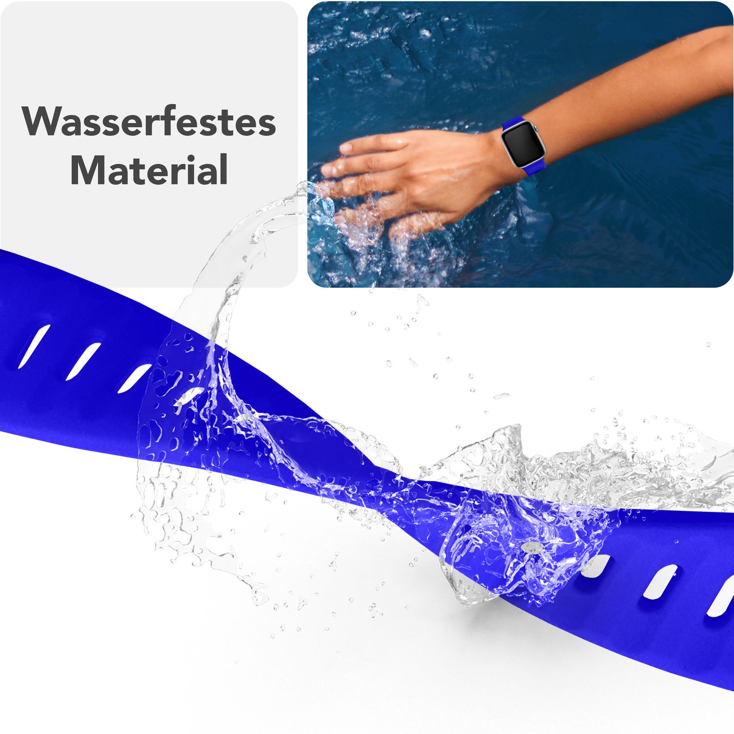Smartwatch-Armband Silikon blau strukturiert für Apple Watch 38-42 mm