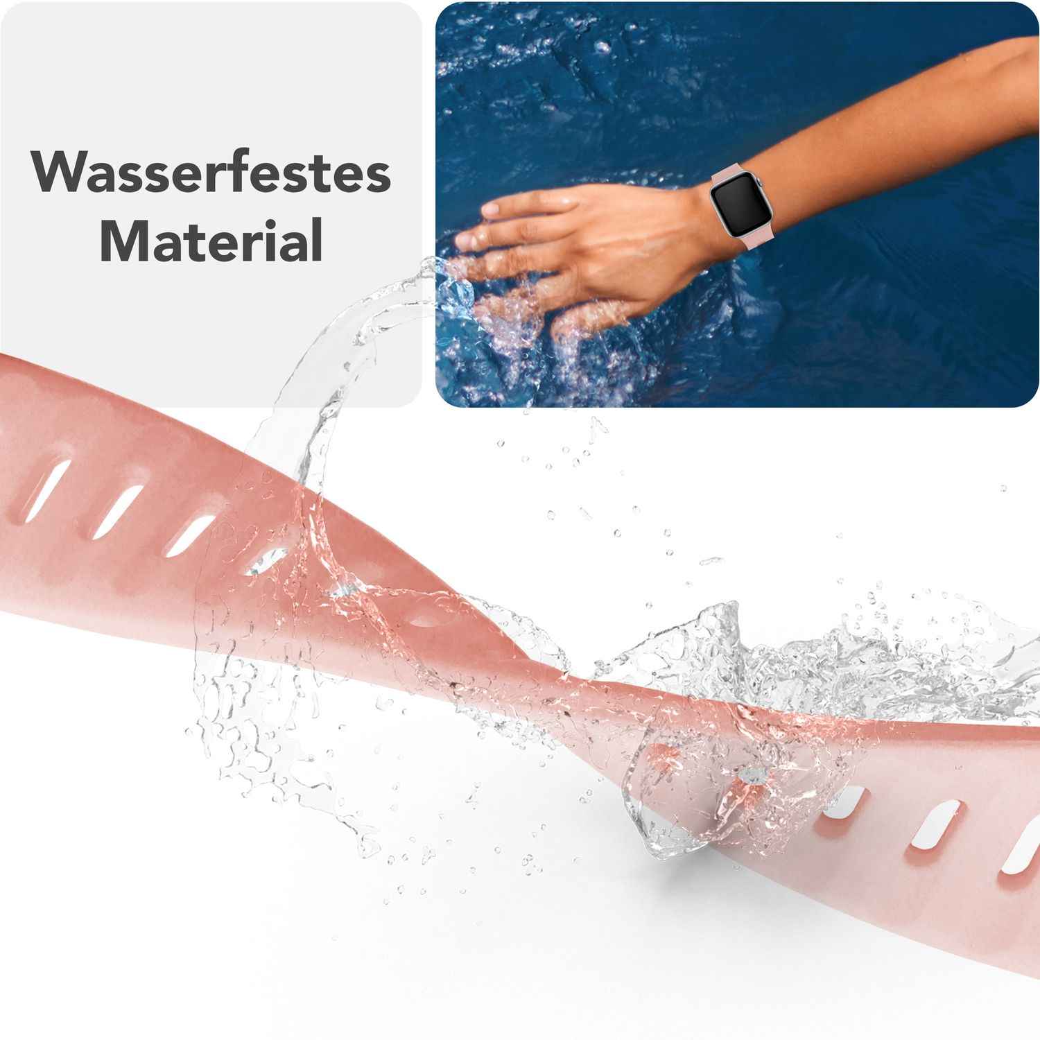 NALIA Motion Armband für Apple Watch SE/10/9/8/7/6/5/4/3/2/1, Gehäusegröße 38/40/41/42mm, Soft Silikon Ersatz Sportarmband mit Steck-Pin Verschluss
