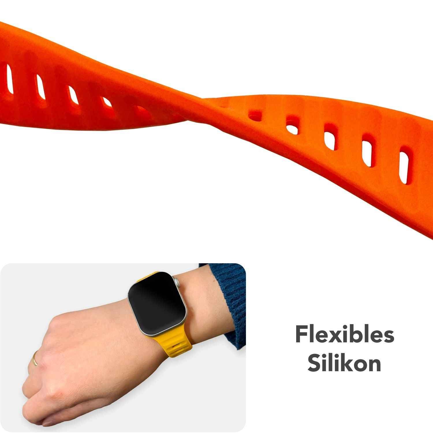 NALIA Motion Armband für Apple Watch SE/10/9/8/7/6/5/4/3/2/1, Gehäusegröße 38/40/41/42mm, Soft Silikon Ersatz Sportarmband mit Steck-Pin Verschluss