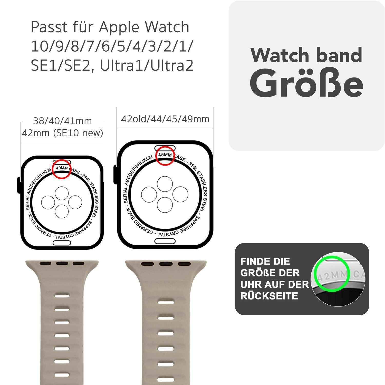 NALIA Motion Armband für Apple Watch SE/10/9/8/7/6/5/4/3/2/1, Gehäusegröße 38/40/41/42mm, Soft Silikon Ersatz Sportarmband mit Steck-Pin Verschluss