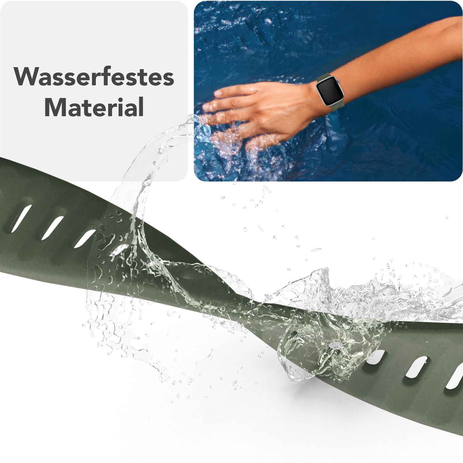 NALIA Motion Armband für Apple Watch SE/10/9/8/7/6/5/4/3/2/1, Gehäusegröße 38/40/41/42mm, Soft Silikon Ersatz Sportarmband mit Steck-Pin Verschluss