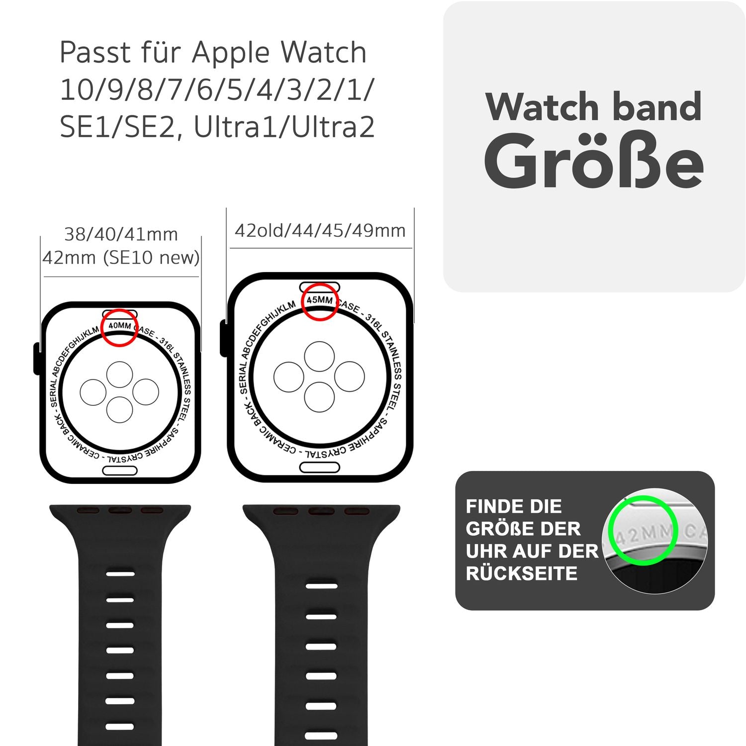 Smartwatch-Armband Silikon blau strukturiert für Apple Watch 38-42 mm