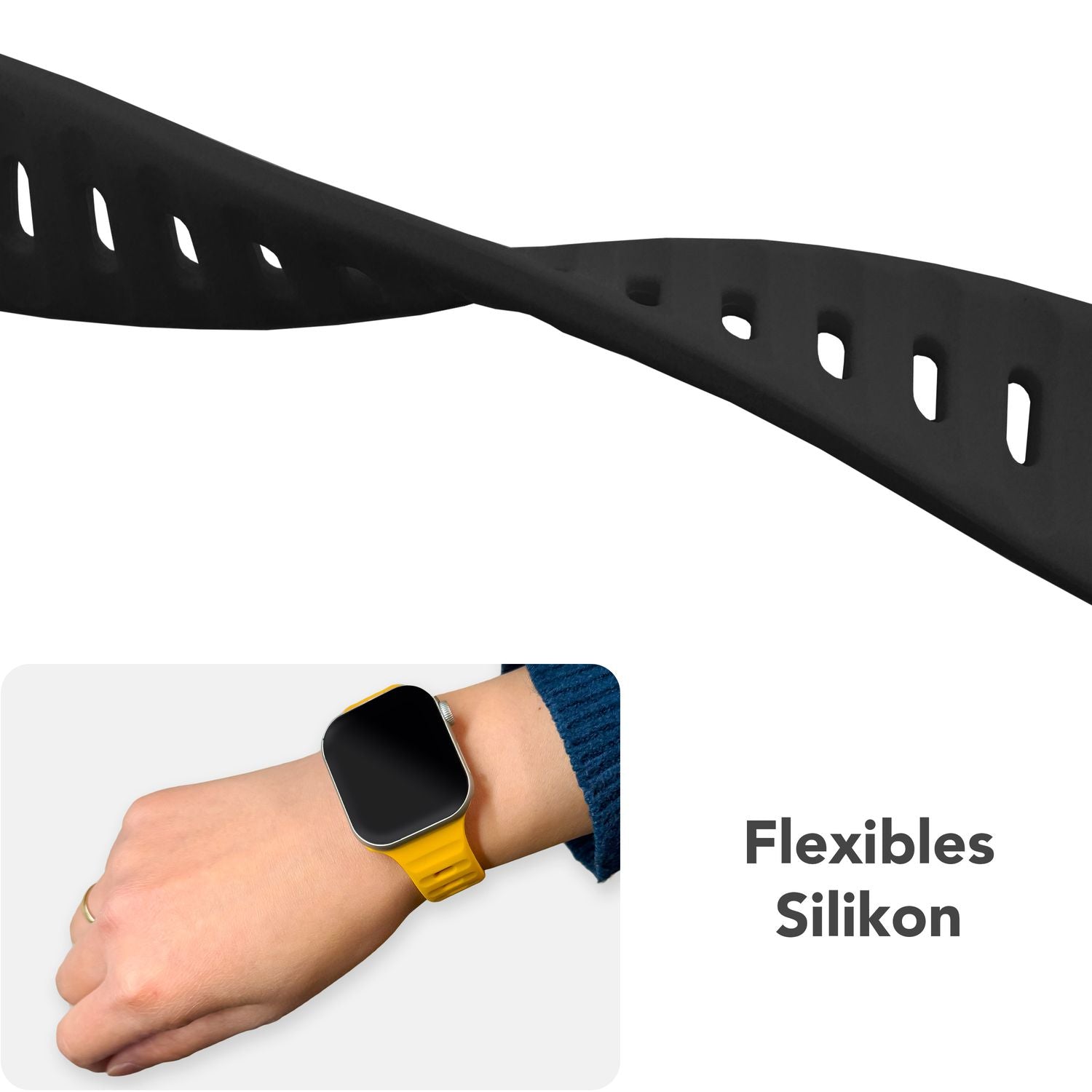 Smartwatch-Armband Silikon blau strukturiert für Apple Watch 38-42 mm