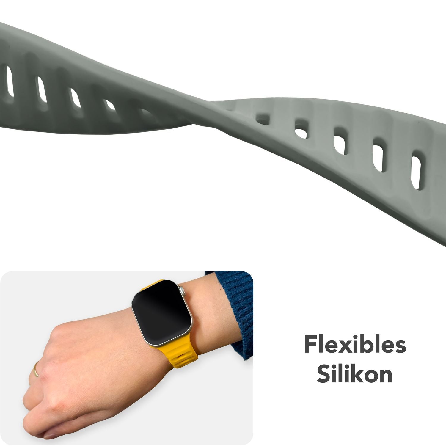 Smartwatch-Armband Silikon strukturiert blau für Apple Watch 42-49 mm