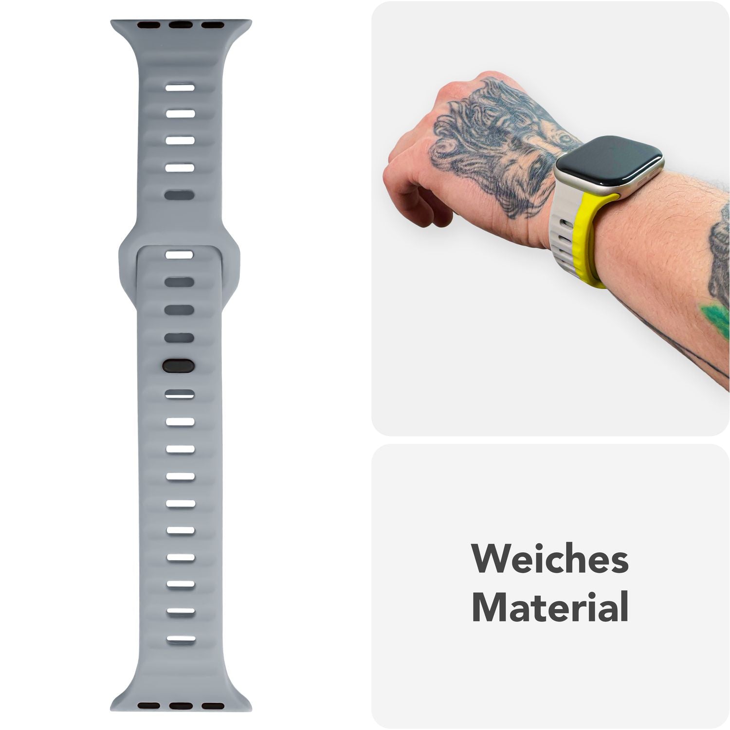 Smartwatch-Armband Silikon strukturiert blau für Apple Watch 42-49 mm