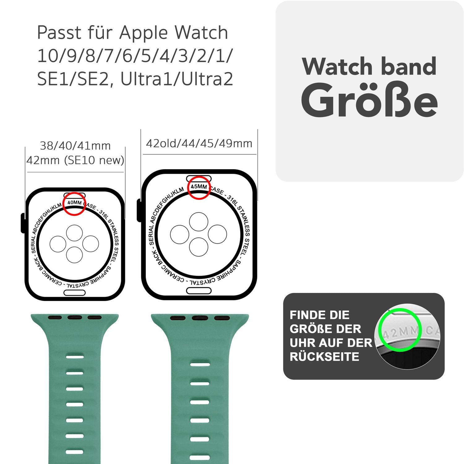 Smartwatch-Armband Silikon strukturiert blau für Apple Watch 42-49 mm