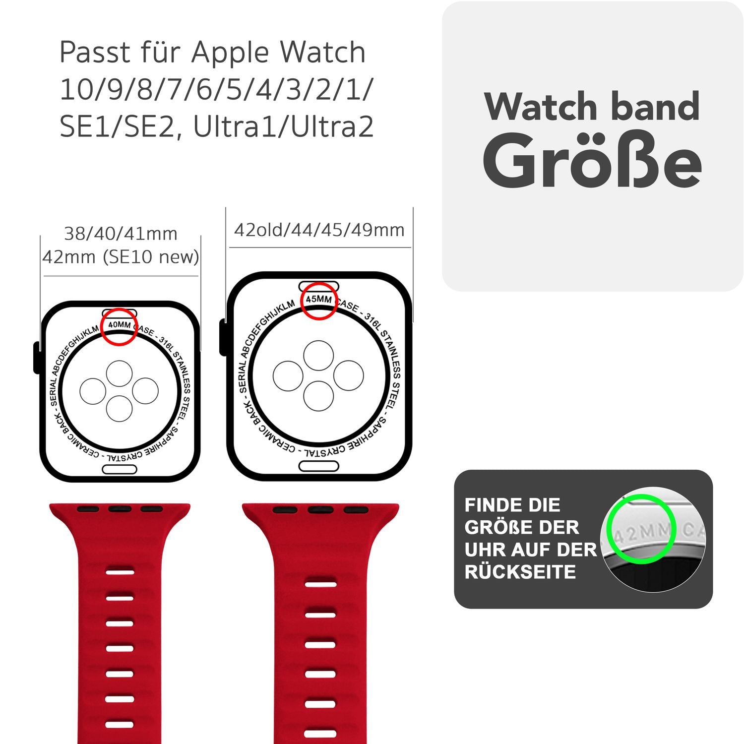 Smartwatch-Armband Silikon strukturiert blau für Apple Watch 42-49 mm