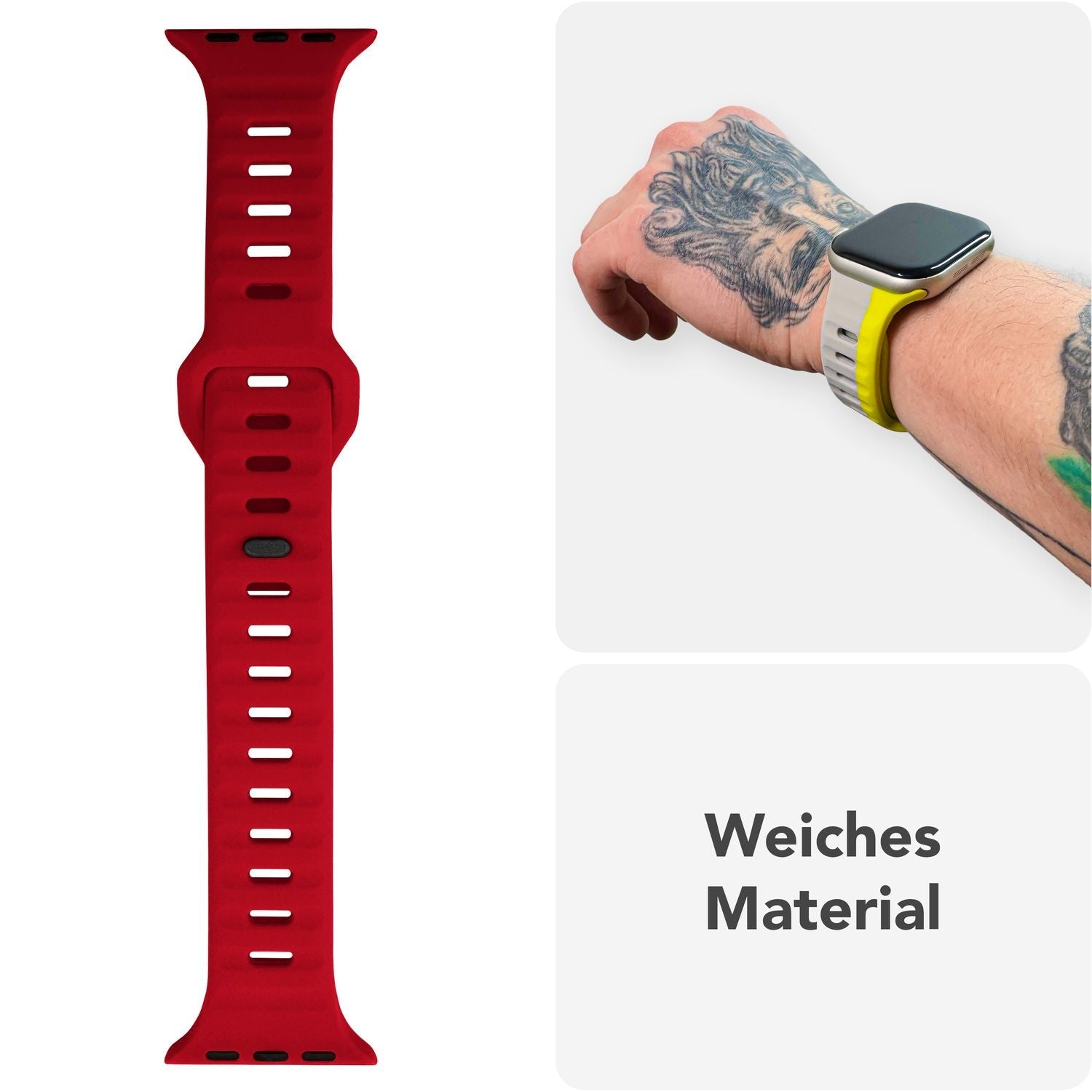 Smartwatch-Armband Silikon strukturiert blau für Apple Watch 42-49 mm