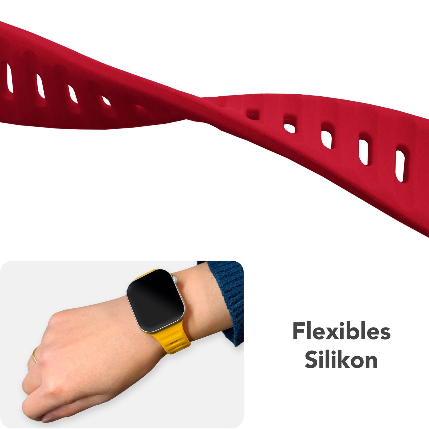 Smartwatch-Armband Silikon strukturiert blau für Apple Watch 42-49 mm