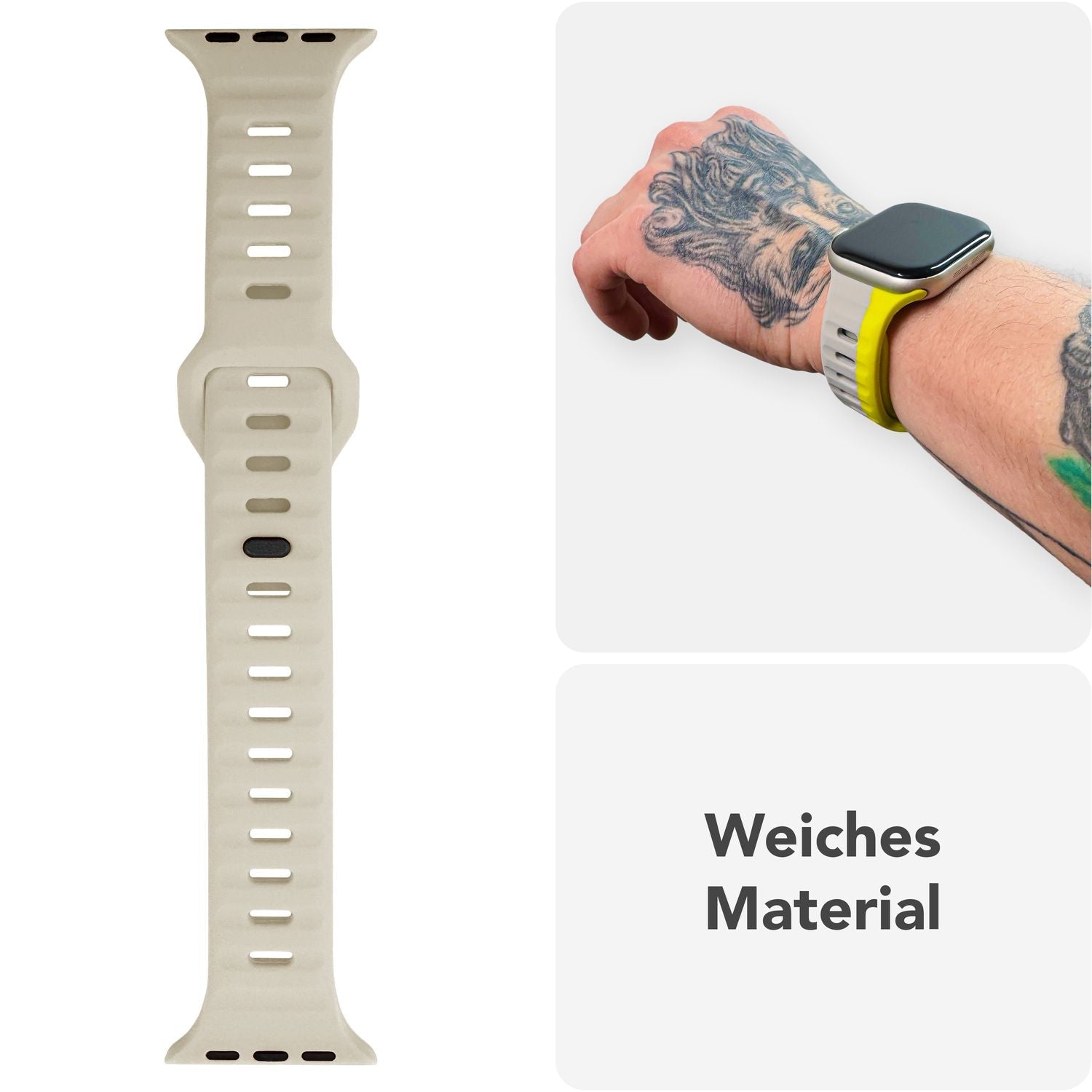 Smartwatch-Armband Silikon strukturiert blau für Apple Watch 42-49 mm