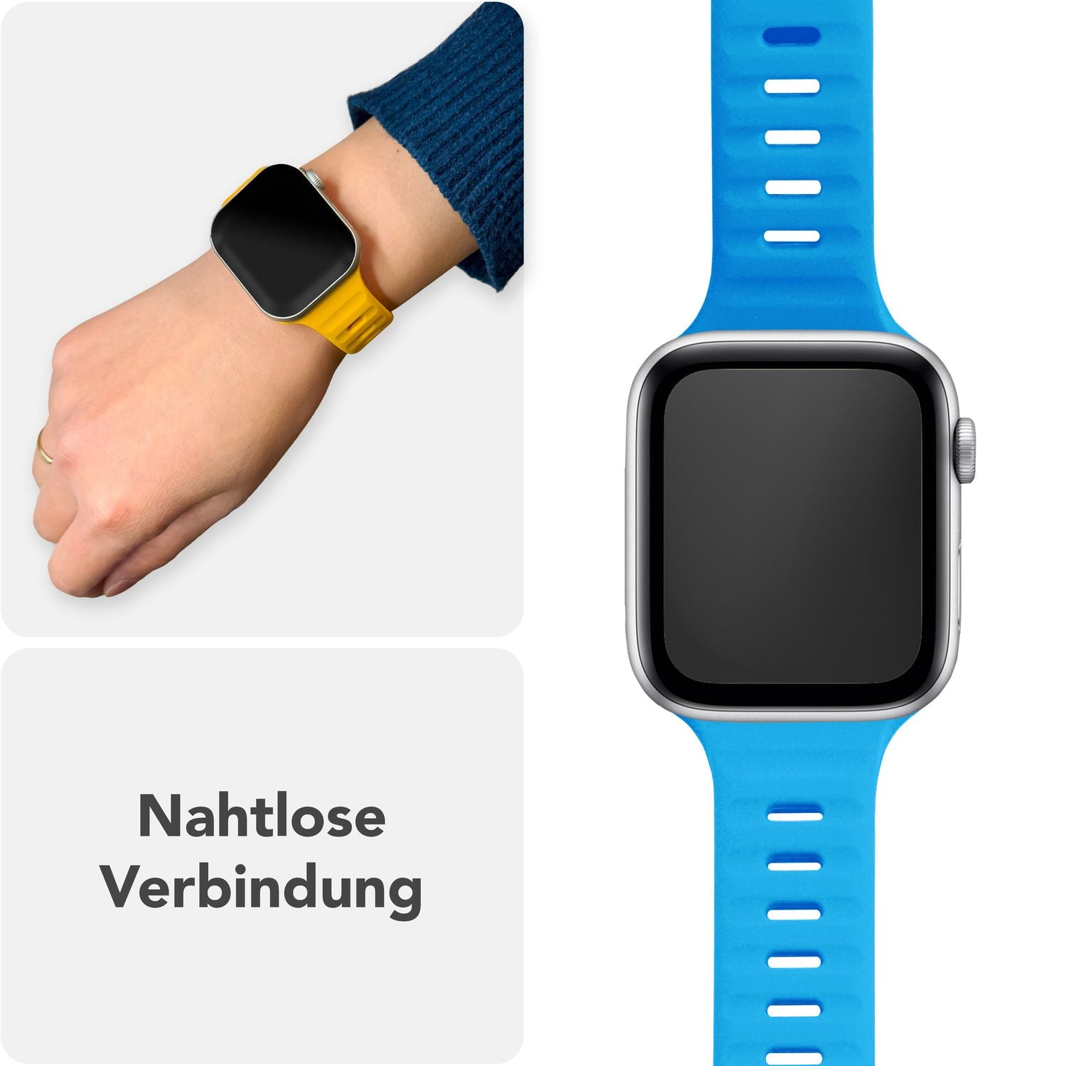 Smartwatch-Armband Silikon strukturiert blau für Apple Watch 42-49 mm