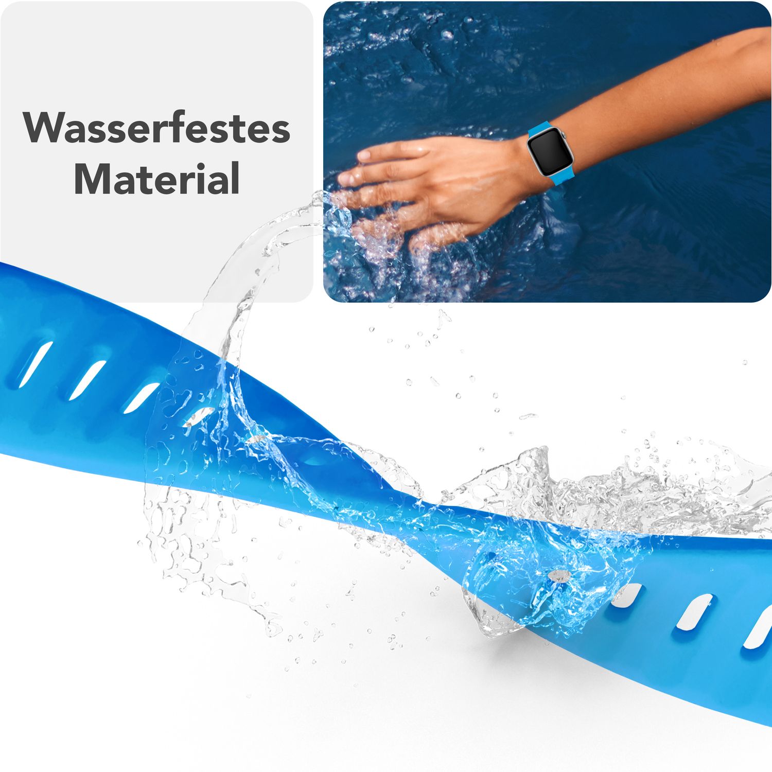 Smartwatch-Armband Silikon strukturiert blau für Apple Watch 42-49 mm