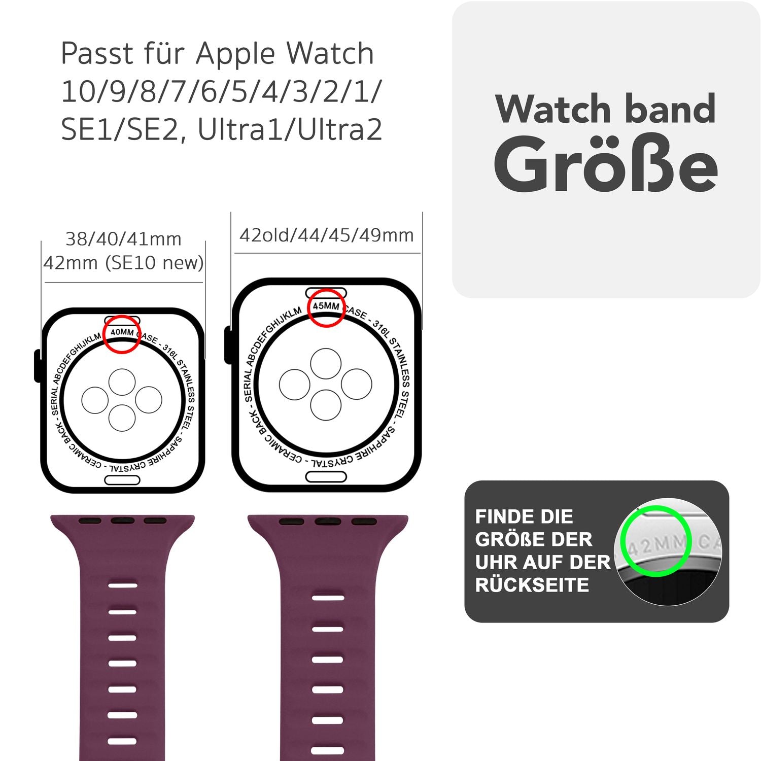 Smartwatch-Armband Silikon strukturiert blau für Apple Watch 42-49 mm