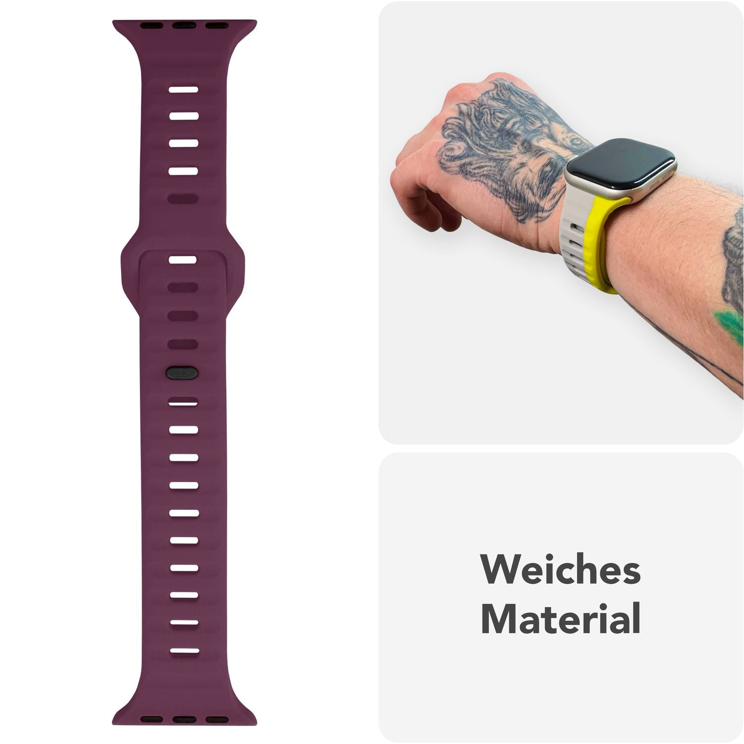 Smartwatch-Armband Silikon strukturiert blau für Apple Watch 42-49 mm