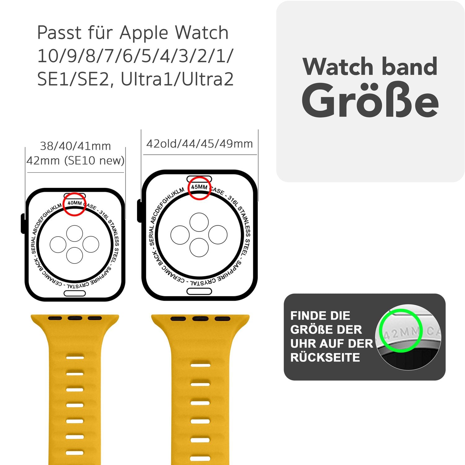 Smartwatch-Armband Silikon strukturiert blau für Apple Watch 42-49 mm