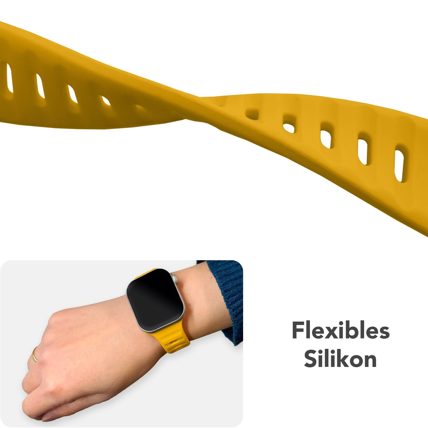 Smartwatch-Armband Silikon strukturiert blau für Apple Watch 42-49 mm