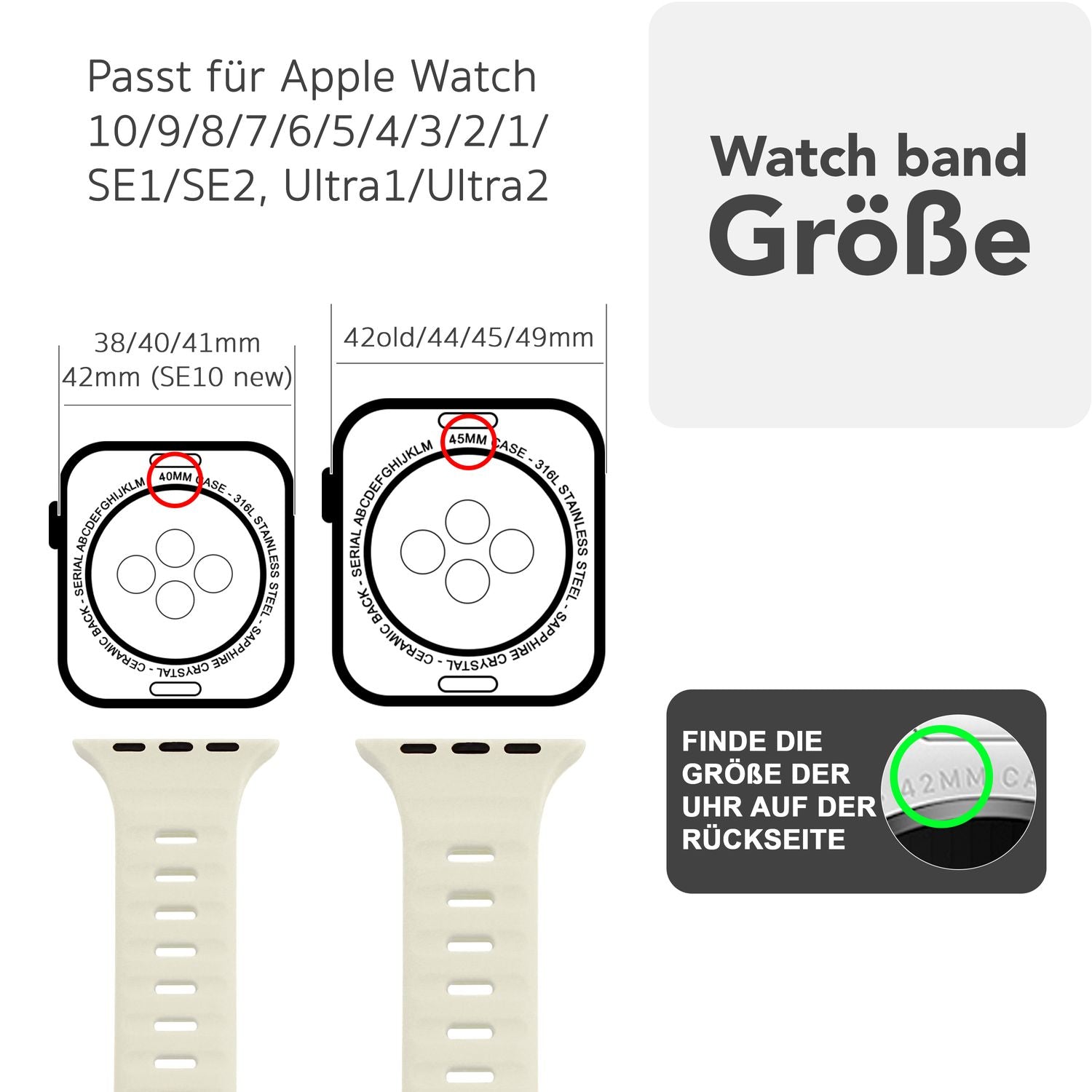 Smartwatch-Armband Silikon strukturiert blau für Apple Watch 42-49 mm