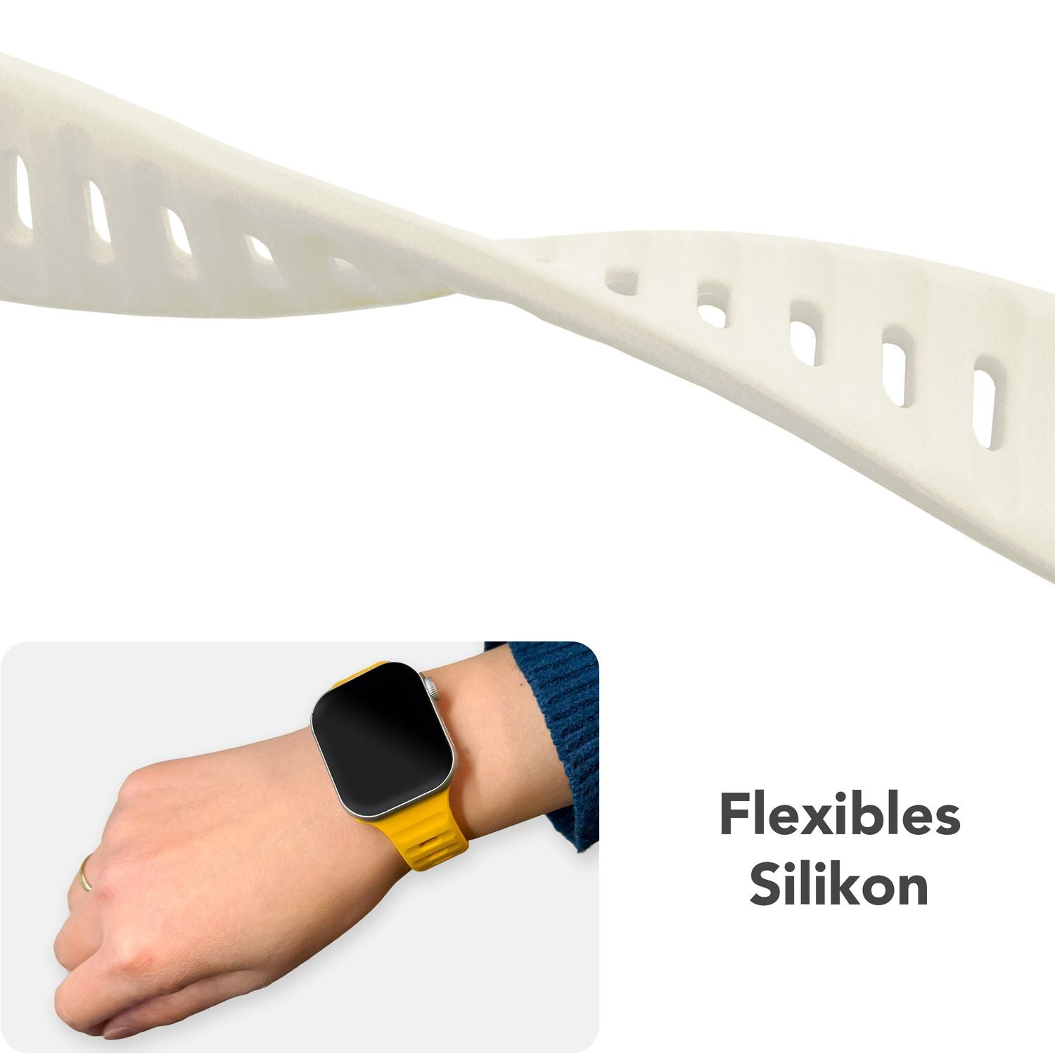 Smartwatch-Armband Silikon strukturiert blau für Apple Watch 42-49 mm