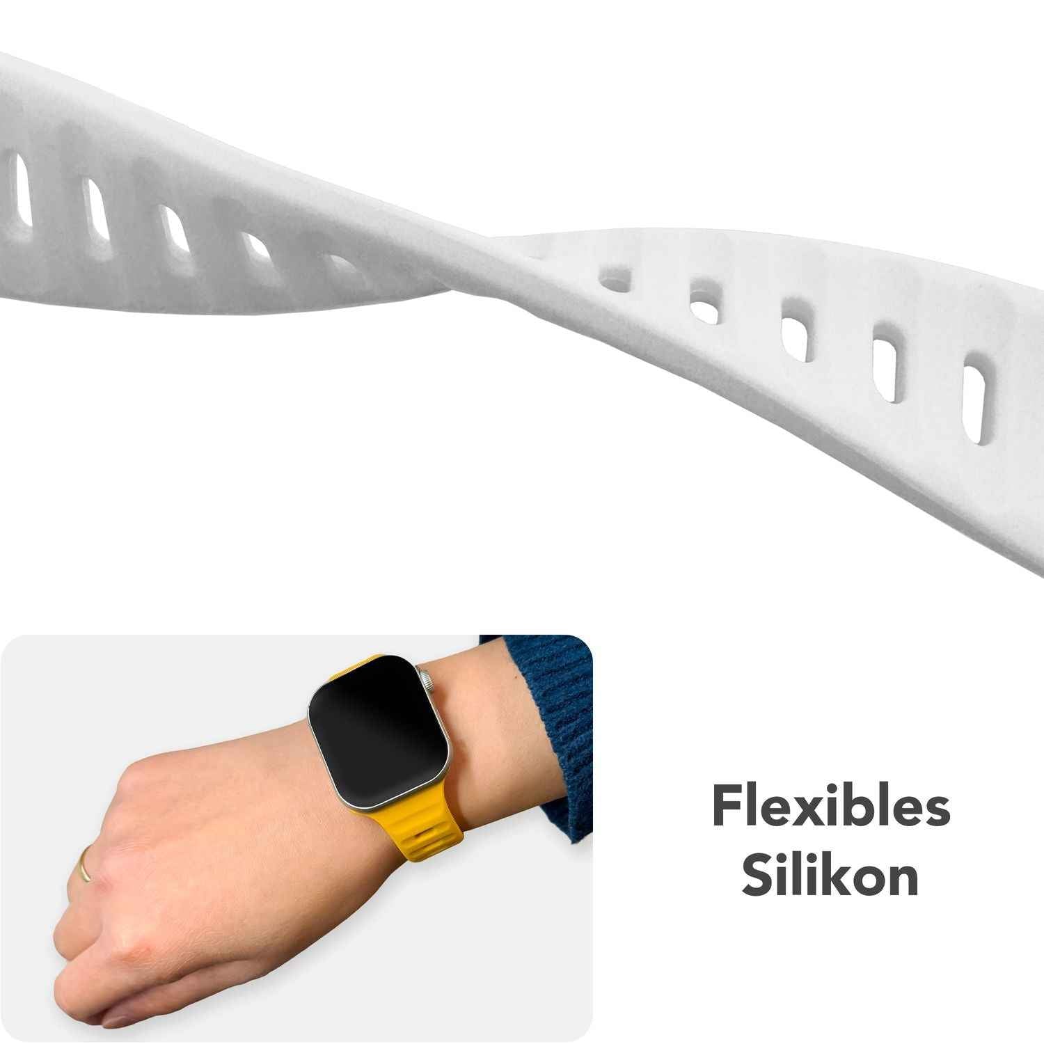 NALIA Motion Armband für Apple Watch Ultra/SE/10/9/8/7/6/5/4/3/2/1, Gehäusegröße 42/44/45/46/49mm, Soft Silikon Ersatz Sportarmband mit Steck-Pin Verschluss