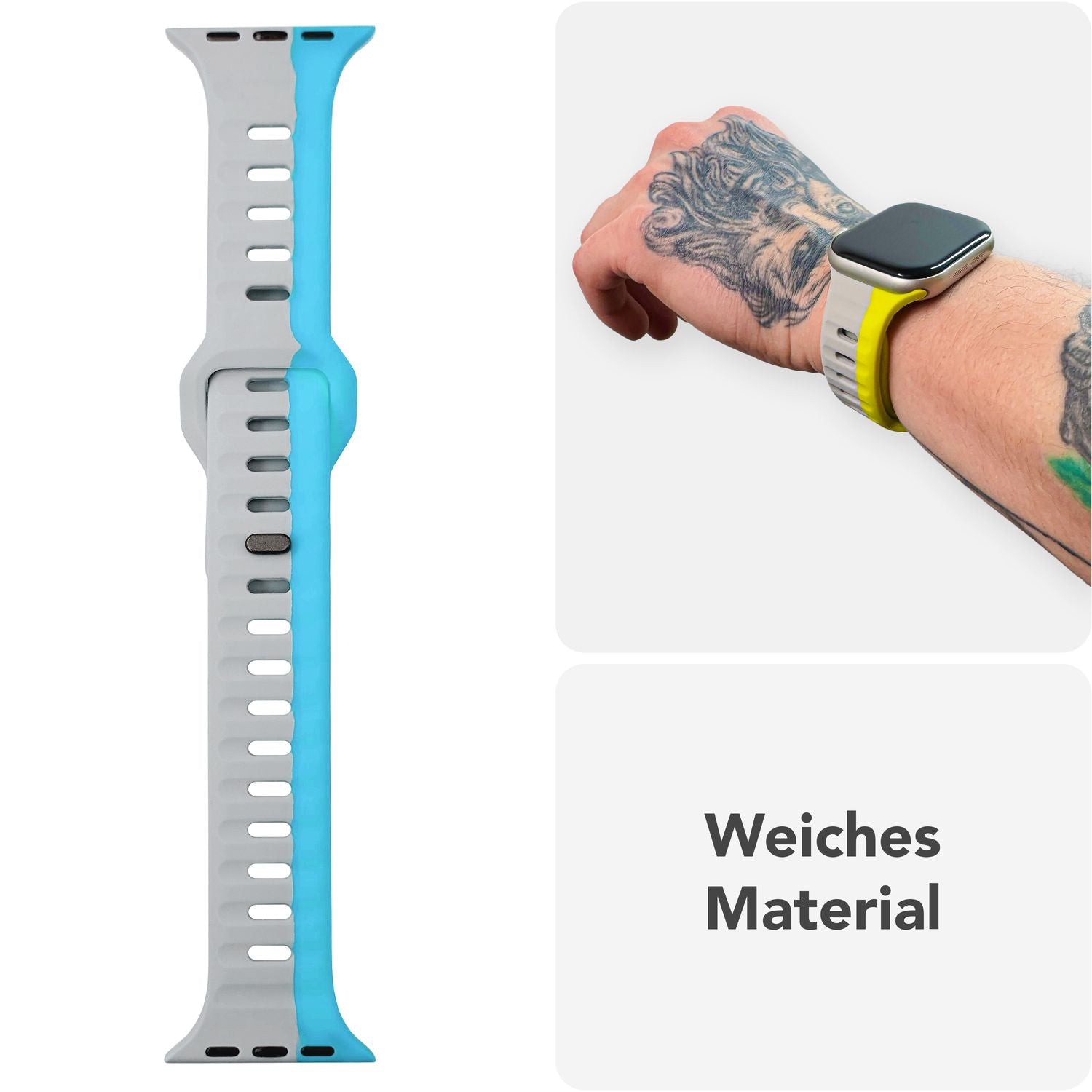 Smartwatch-Armband Silikon strukturiert blau für Apple Watch 42-49 mm