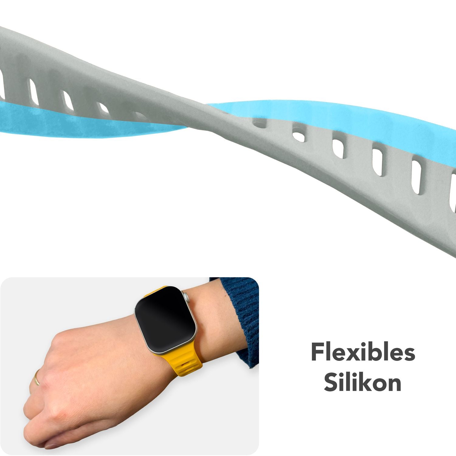 Smartwatch-Armband Silikon strukturiert blau für Apple Watch 42-49 mm