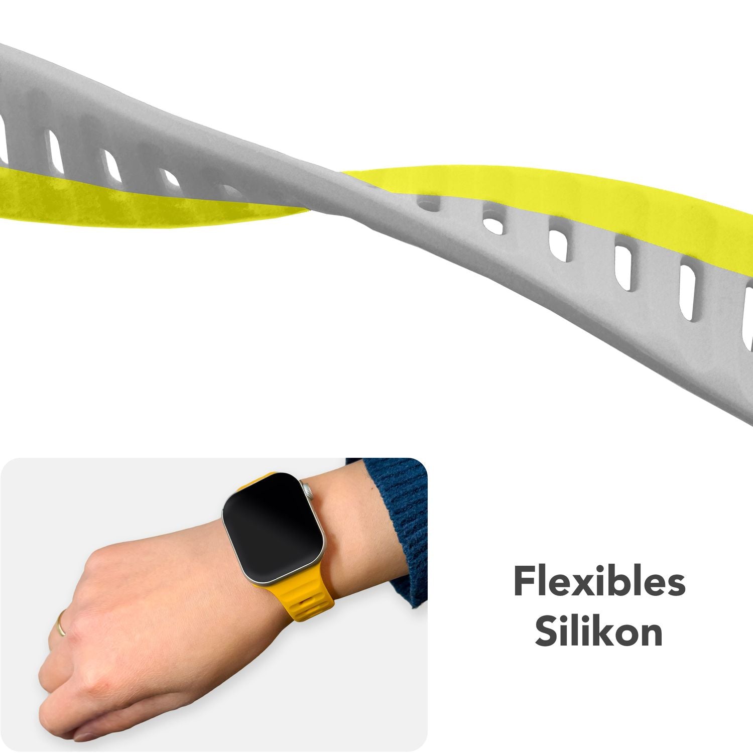 Smartwatch-Armband Silikon strukturiert blau für Apple Watch 42-49 mm