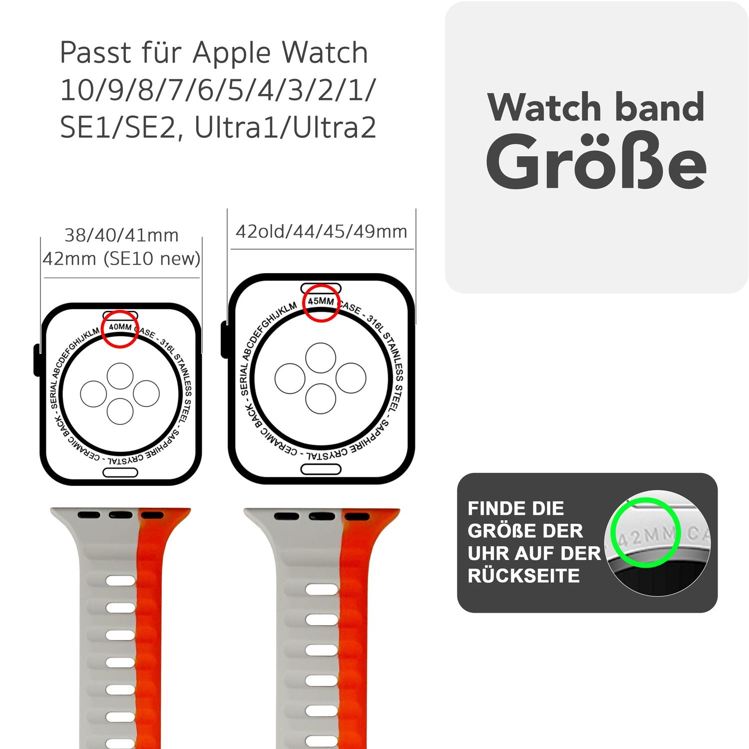 Smartwatch-Armband Silikon strukturiert blau für Apple Watch 42-49 mm