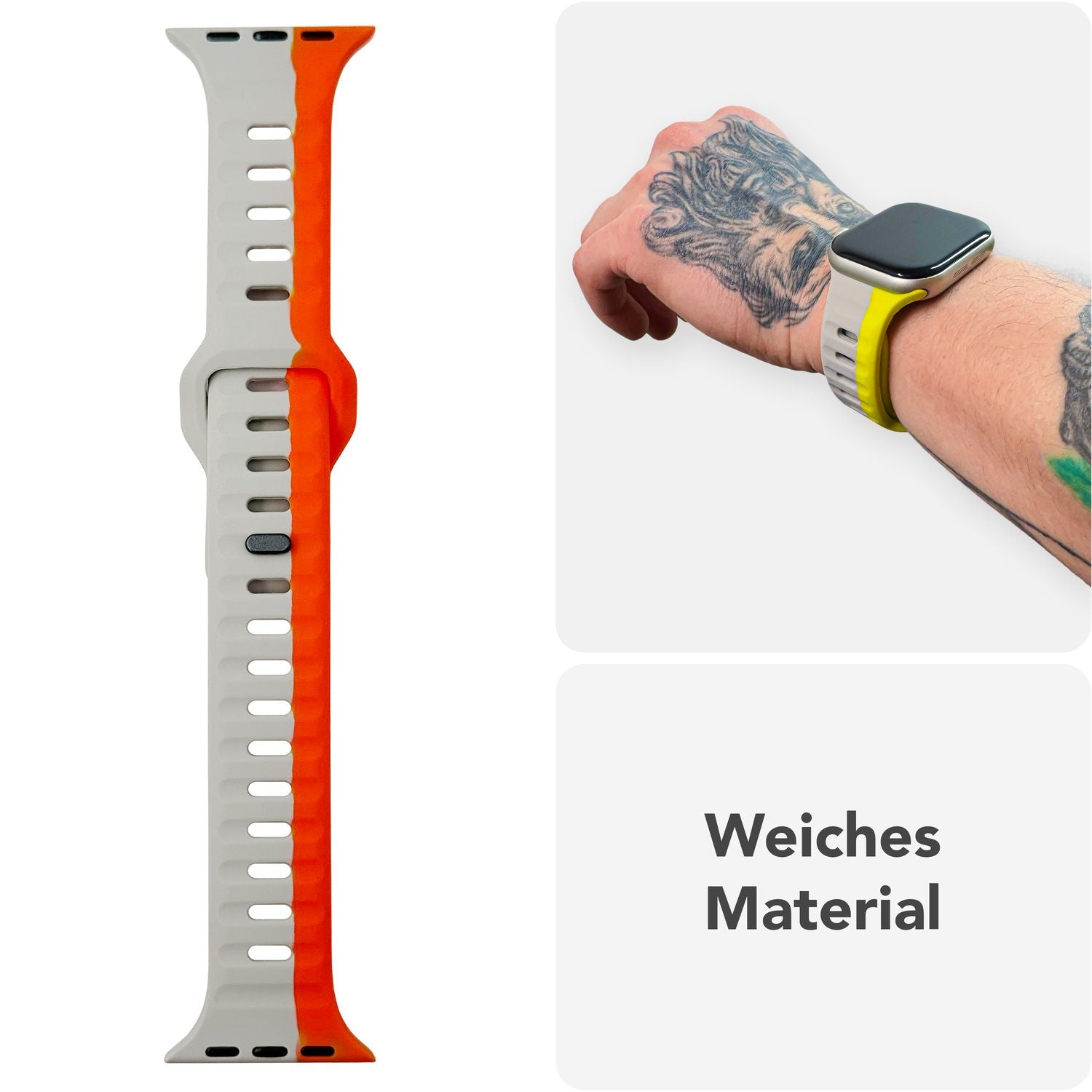 Smartwatch-Armband Silikon strukturiert blau für Apple Watch 42-49 mm